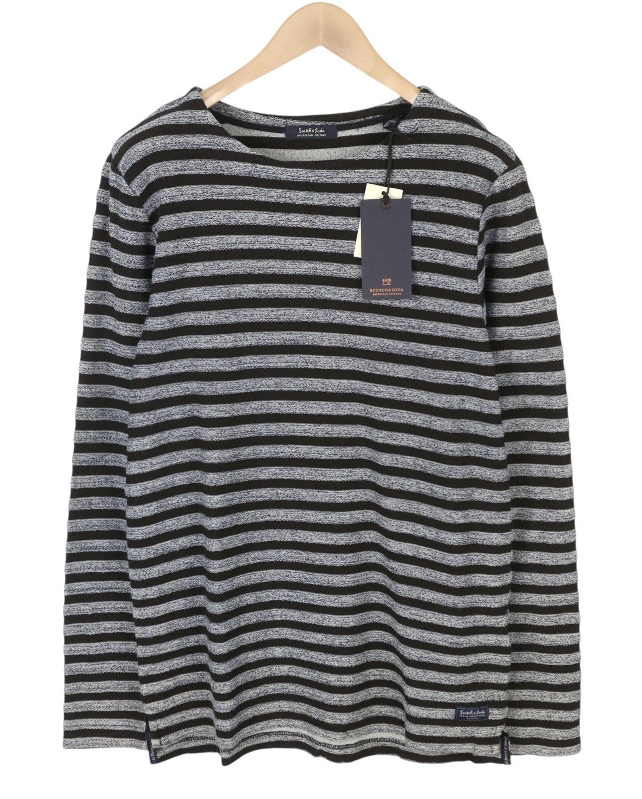 Scotch & Soda M Black Striped Crew Neck Sweatshirt 89104 Size US M / EU 48-50 / 2 - 2 Thumbnail