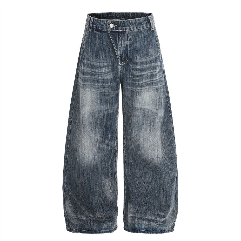 Vintage American retro workwear loose distressed curved jeans Size US 32 / EU 48 - 1 Thumbnail