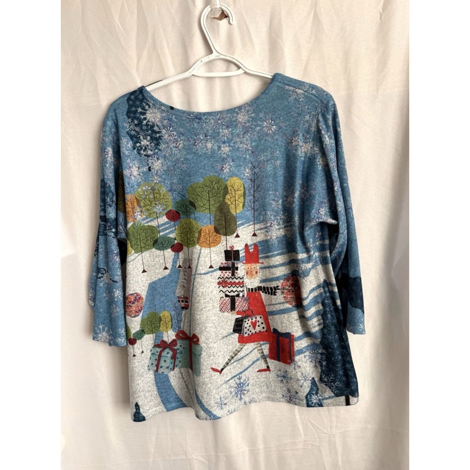 Vintage Et' Louis Womens Christmas Shirt Medium Santa Packages Artsy Wearable Art Comfy Size M / US 6-8 / IT 42-44 - 3 Thumbnail
