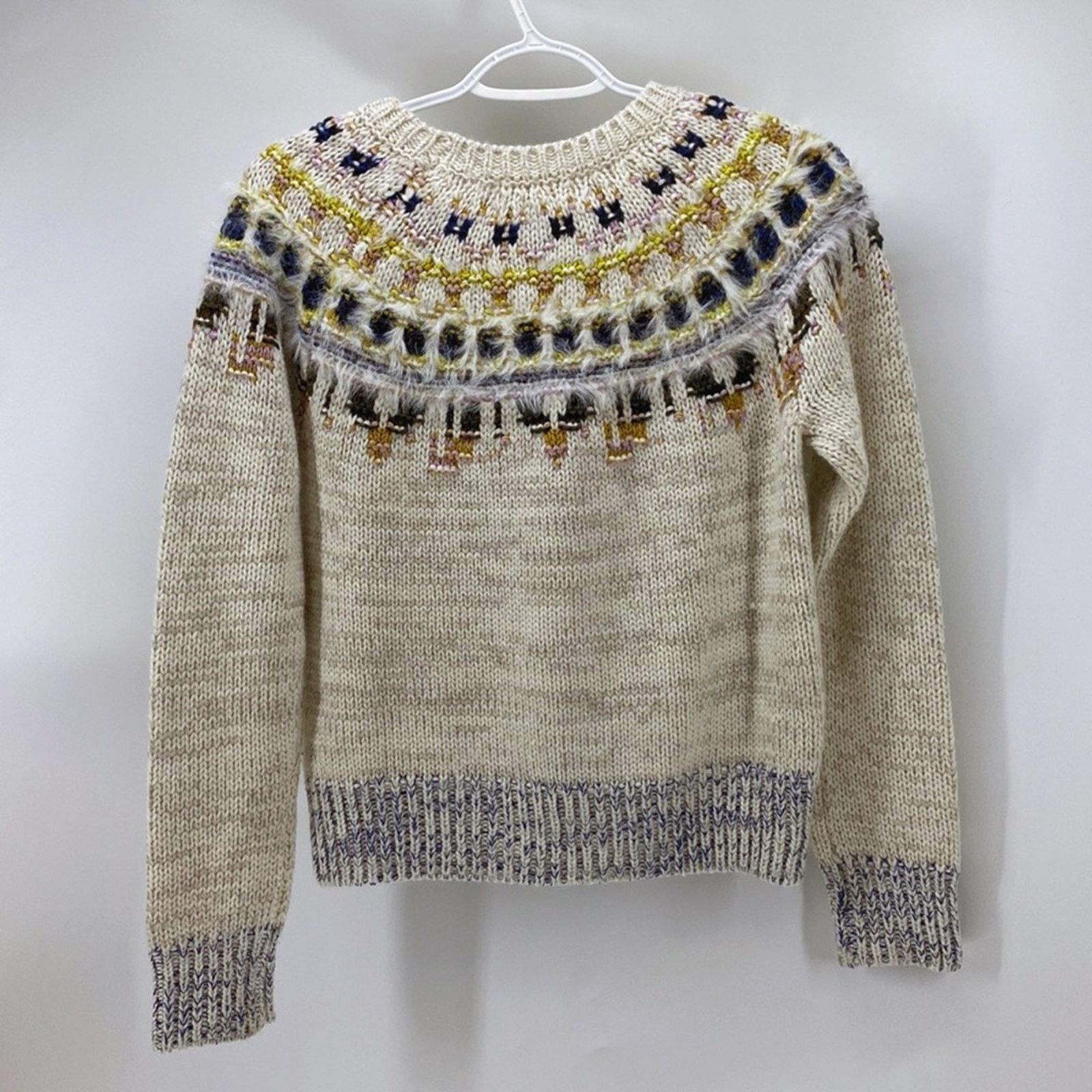 J.Crew THE REEDS J. CREW DECORATIVE YOLK SWEATER wool blend sz S Size S / US 4 / IT 40 - 6 Thumbnail