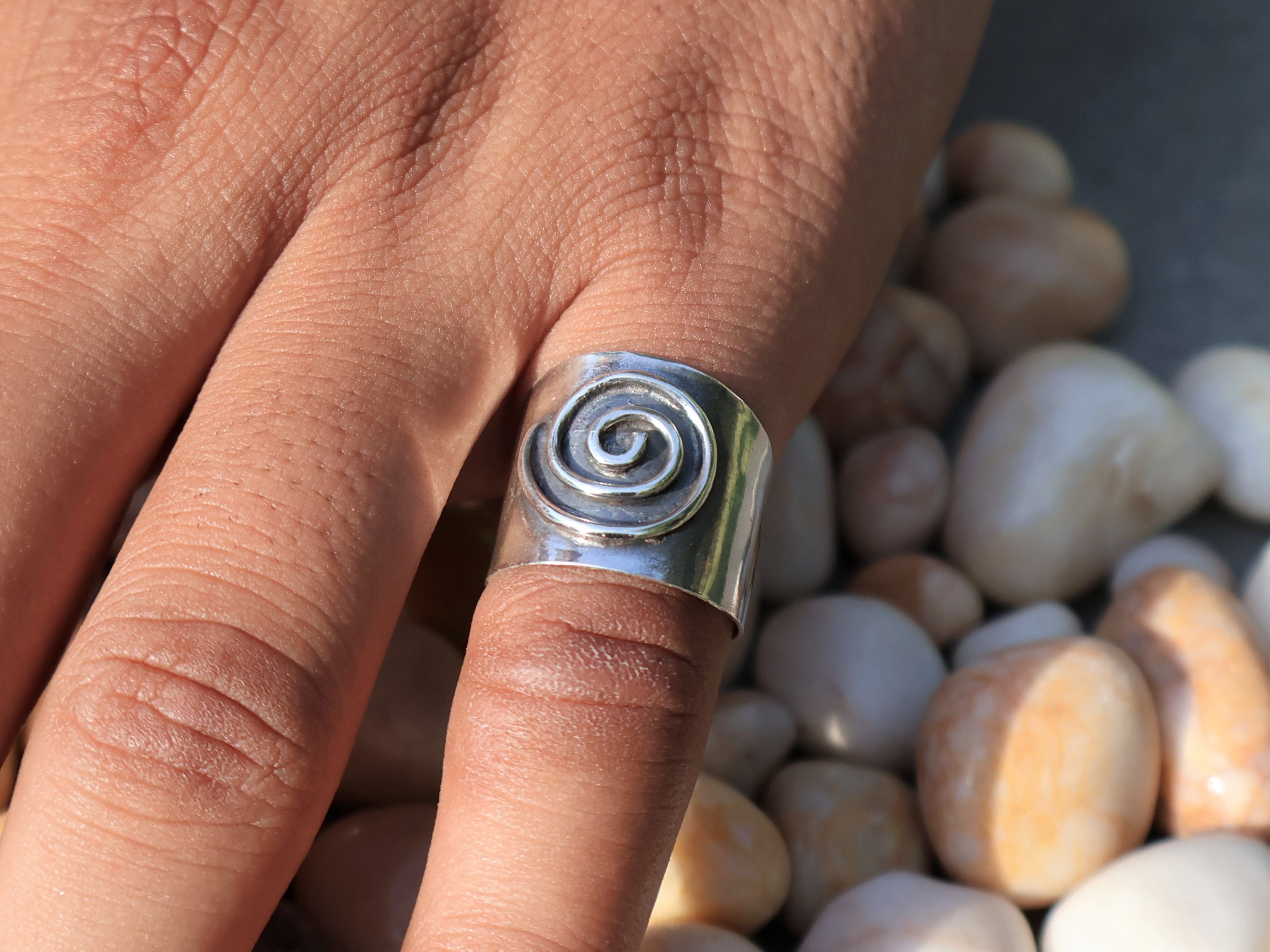 Handmade Spiral Ring, Handmade Sterling Silver Ring, Wide Band Ring Size ONE SIZE - 4 Thumbnail