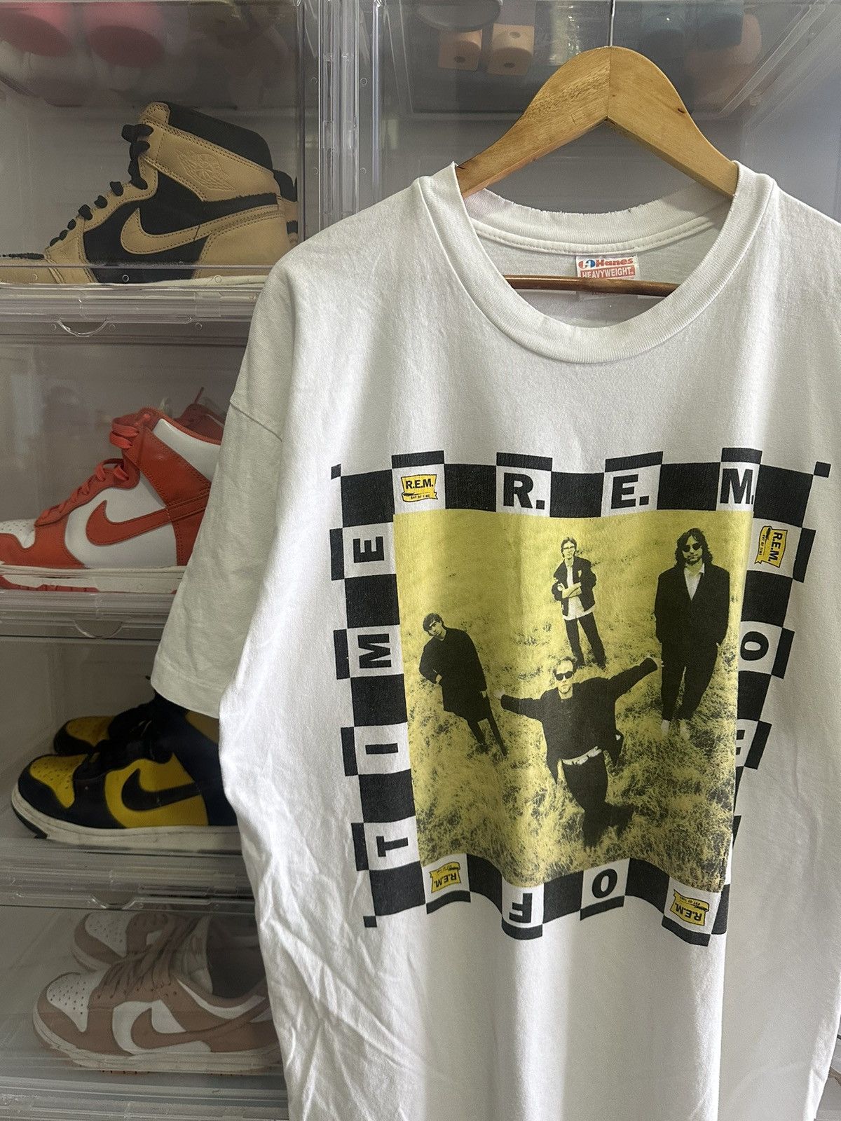 image of Band Tees x R E M Vintage 90’S R.e.m. Out Of Time Band Rock Usa Tees in White, Men's (Size XL)