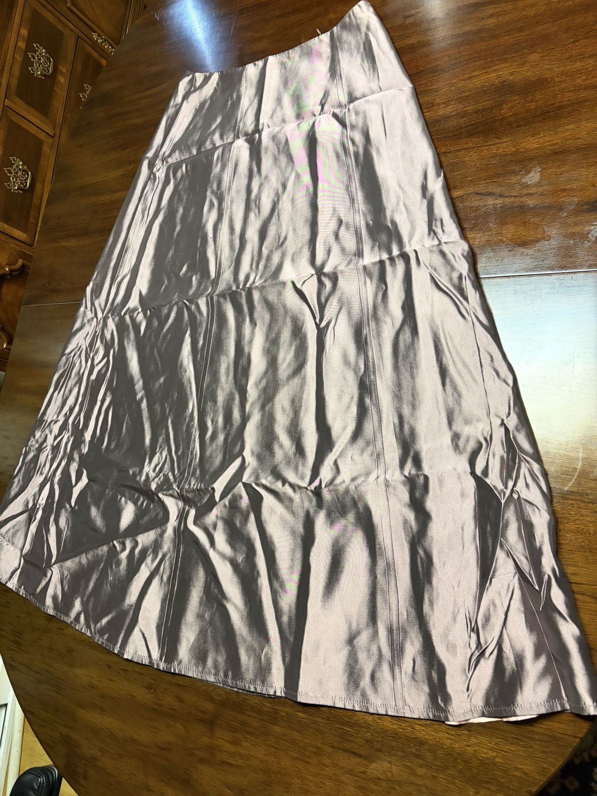 Other Champagne Satin A-Line Formal Skirt – Crimson Lawrence Kurtz Size 32" / US 10 / IT 46 - 1 Thumbnail