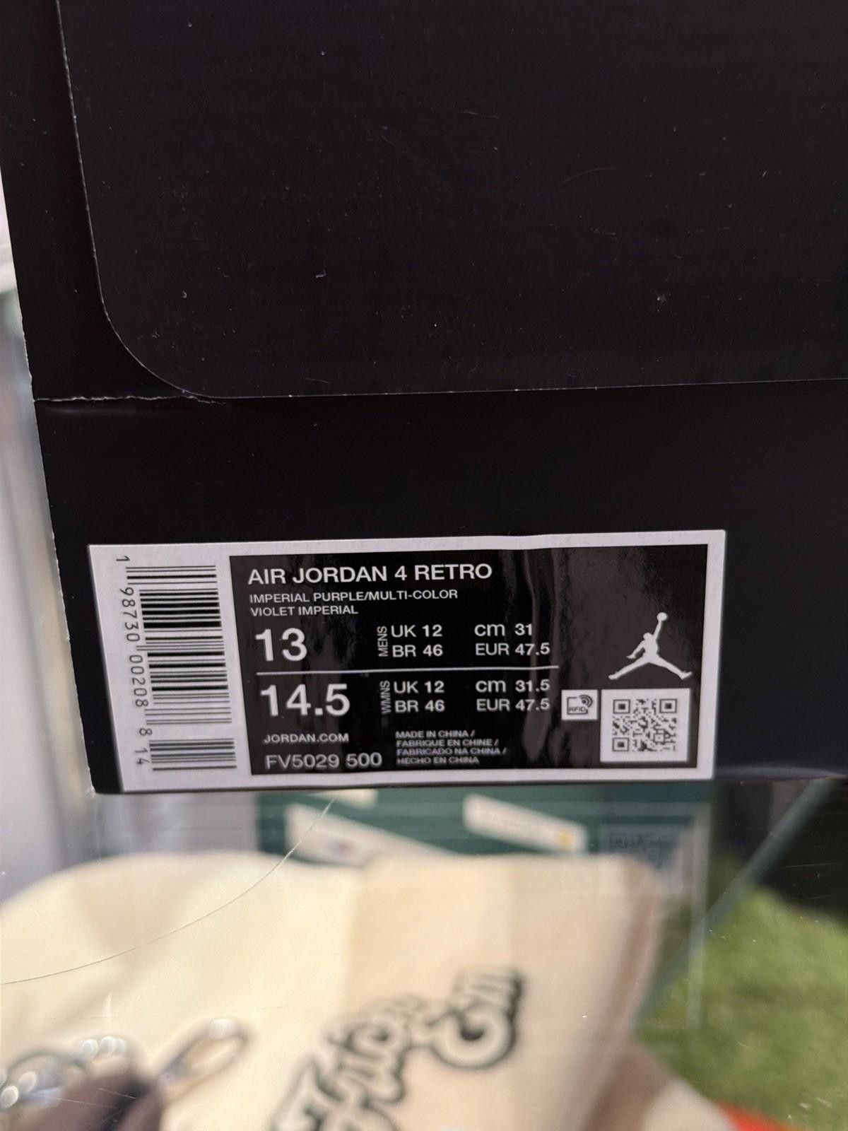 Jordan Brand Air Jordan 4 Retro Lakers "Imperial Purple" FV5029-500 (13) Size US 13 / EU 46 - 12 Thumbnail