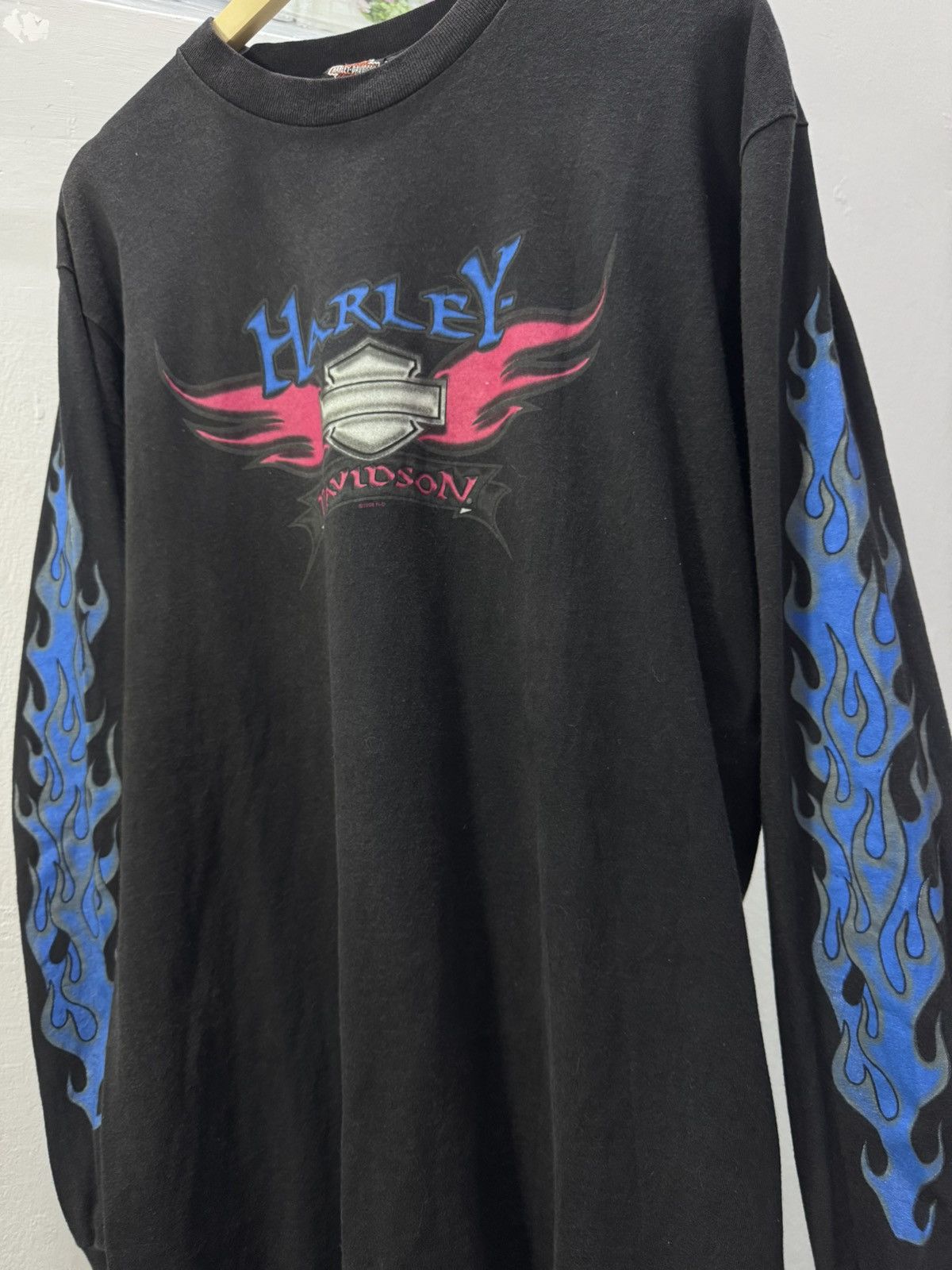 Harley Davidson Rare! Vintage Harley Davidson Blue Flames 1998 Size US L / EU 52-54 / 3 - 2 Thumbnail