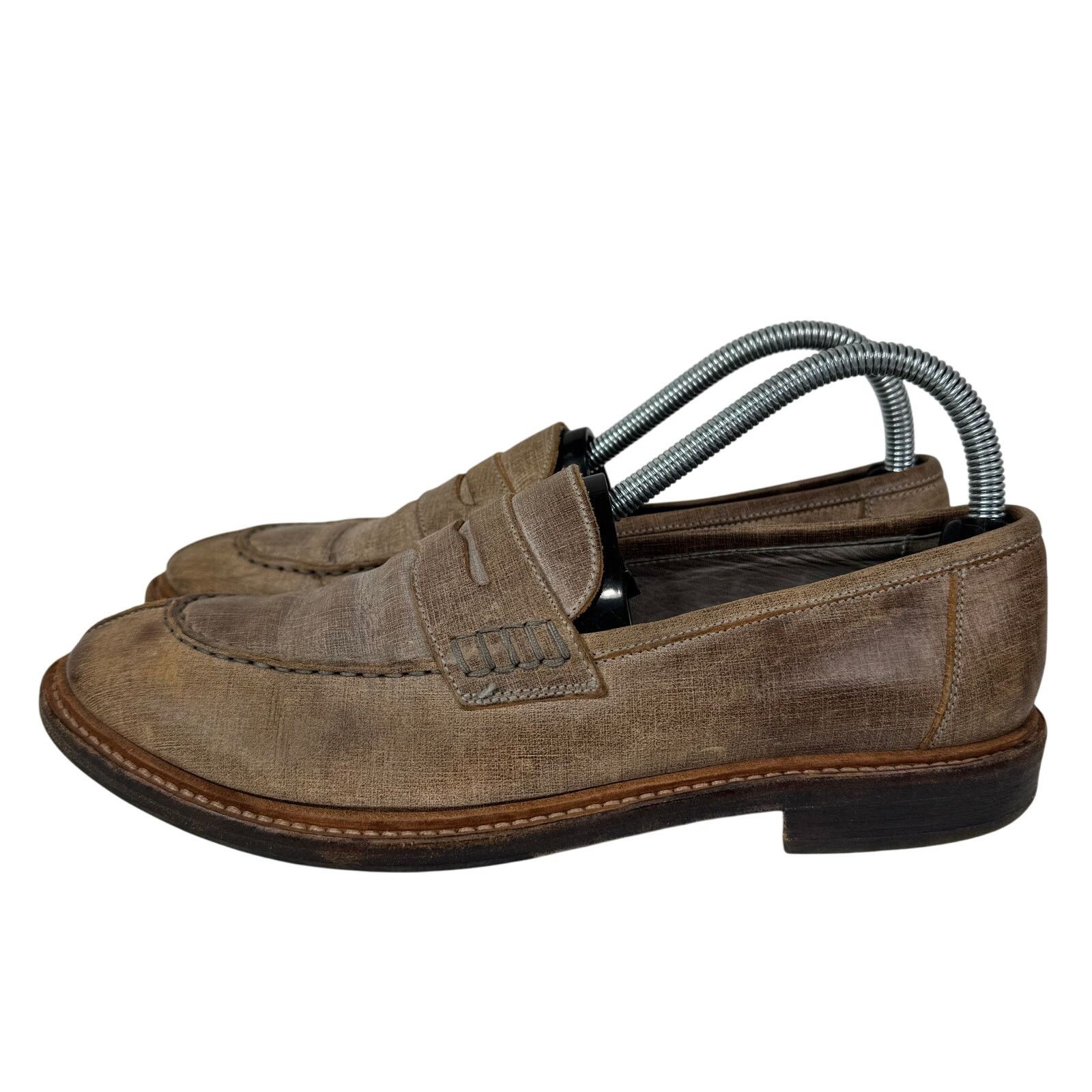 Brunello Cucinelli BRUNELLO CUCINELLI Leather Whipstitch Trim Brown Loafers Size US 6 / EU 39 - 2 Thumbnail