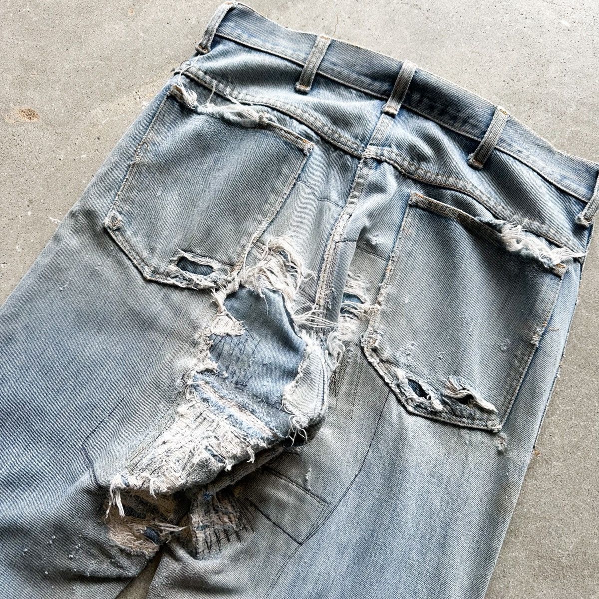 Vintage 70’s THRASHED Vintage Boro Flag Repair Patchwork Flare Denim Size US 33 - 8 Thumbnail
