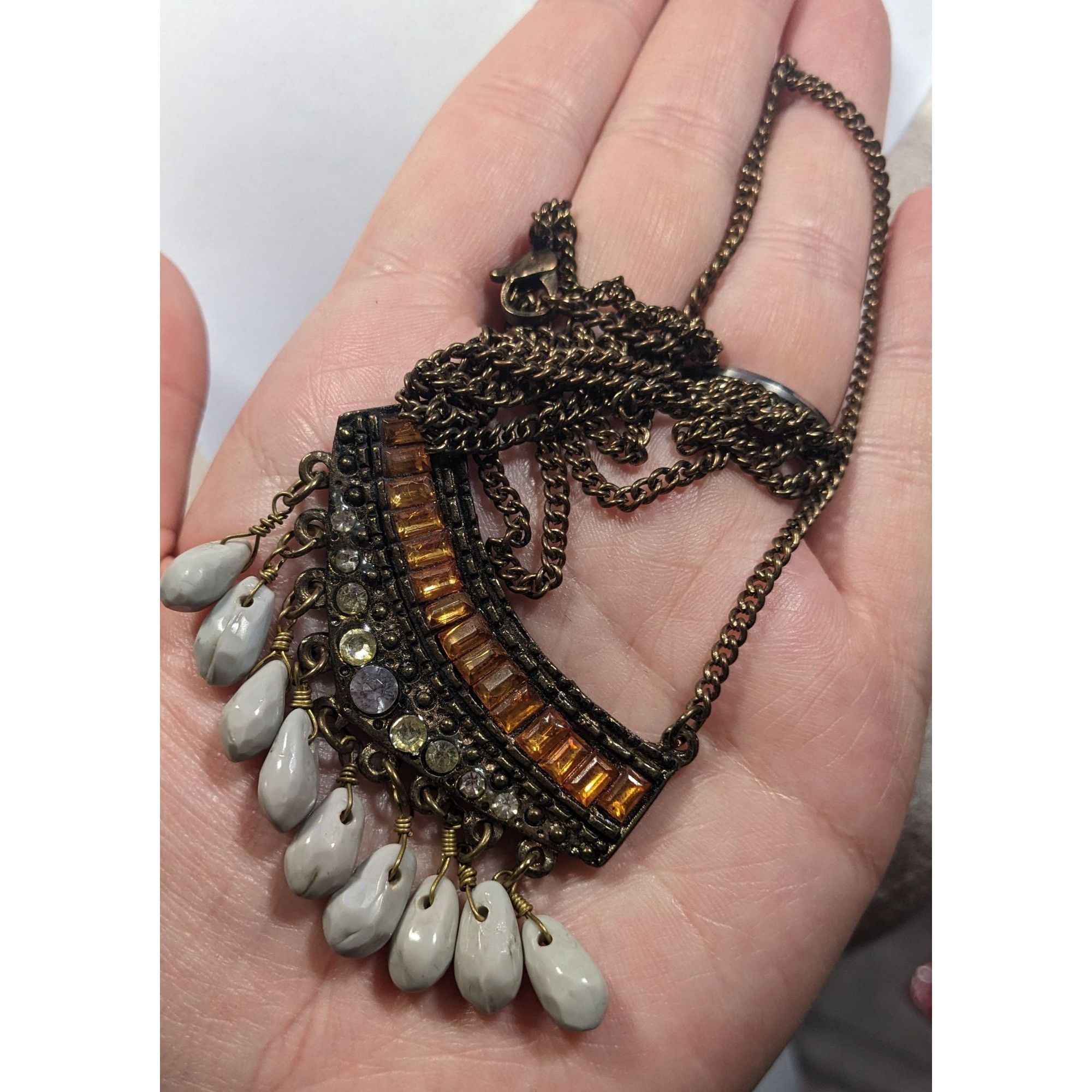 Other Bohemian Indie Rhinestone Gemmed Fringe Pendant Necklace Size ONE SIZE - 7 Thumbnail