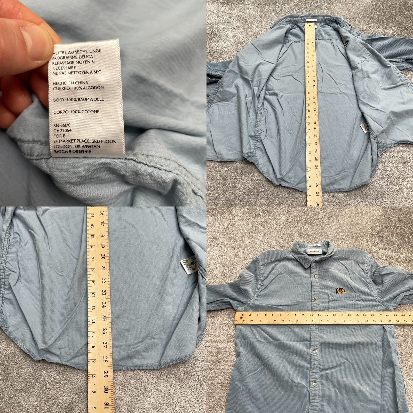 Urban Outfitters Urban Outfitters Corduroy Shirt Mens M Blue Patch Pocket Button-Up Casual Shirt Size M / US 6-8 / IT 42-44 - 8 Thumbnail
