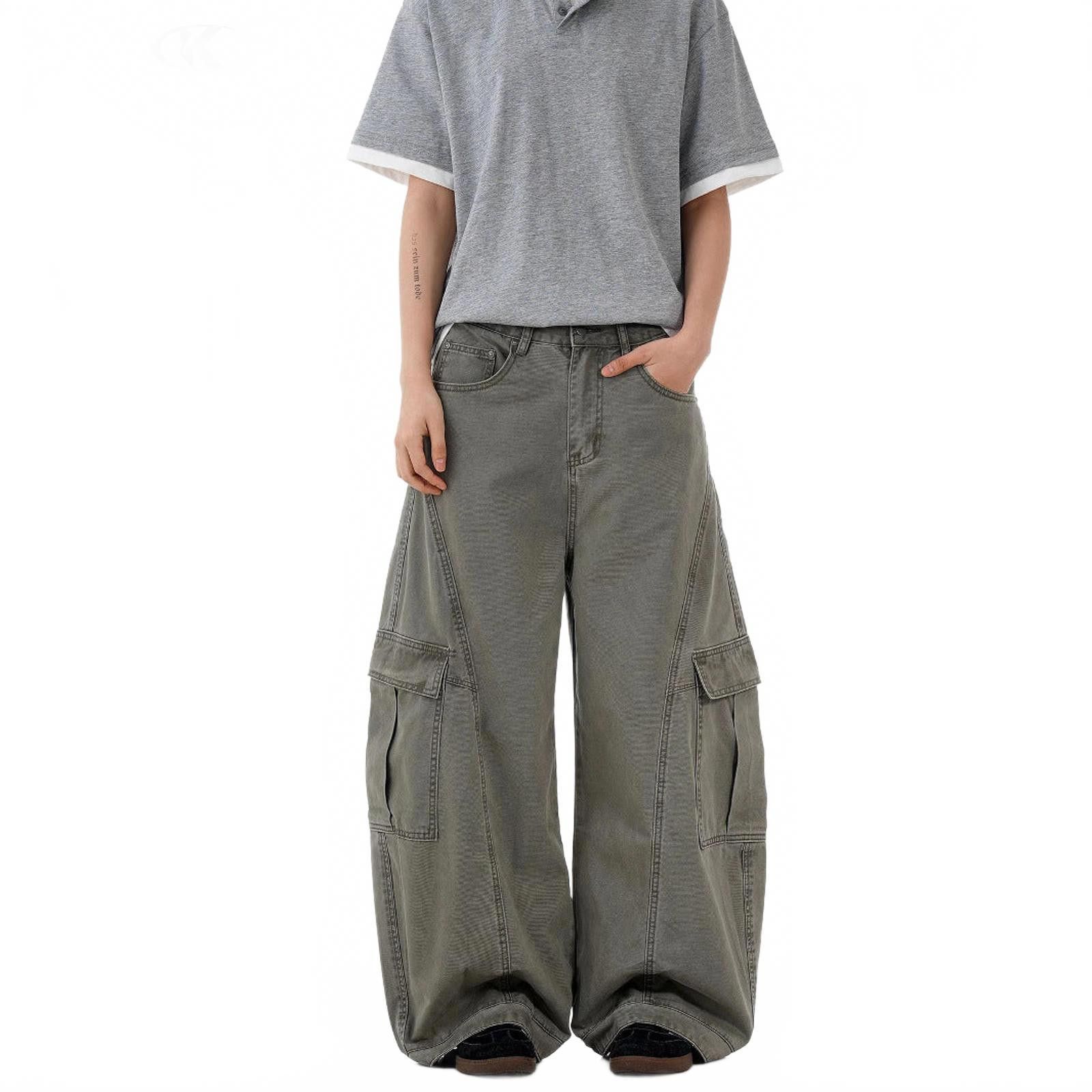Japanese Brand Wide Leg Cargo Pants, Baggy Casual Workwear Pants Size US 32 / EU 48 - 1 Thumbnail