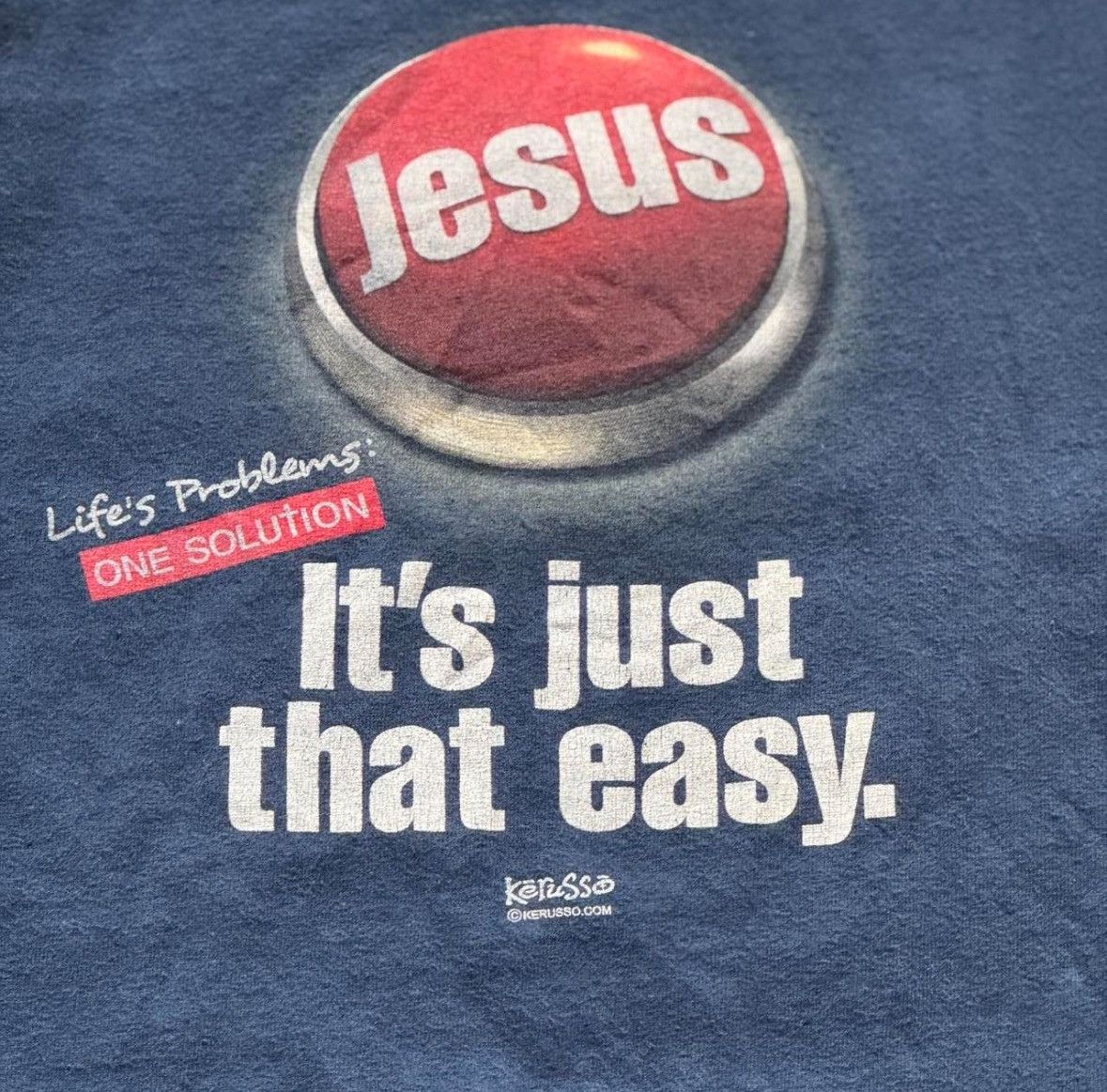 Other Vintage Y2K Kerusso “It’s Just That Easy” Jesus T-Shirt Size US XXL / EU 58 / 5 - 3 Thumbnail