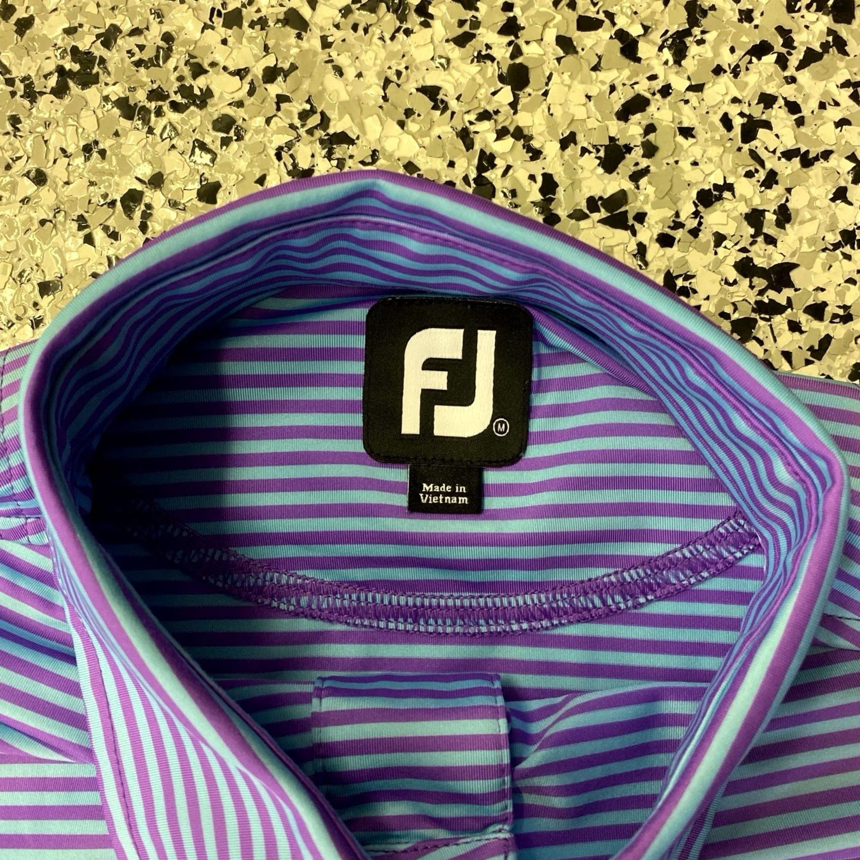 Footjoy FootJoy Polo Shirt Mens Medium Purple Blue Striped Performance FJ Golf Shirt Size US M / EU 48-50 / 2 - 2 Thumbnail