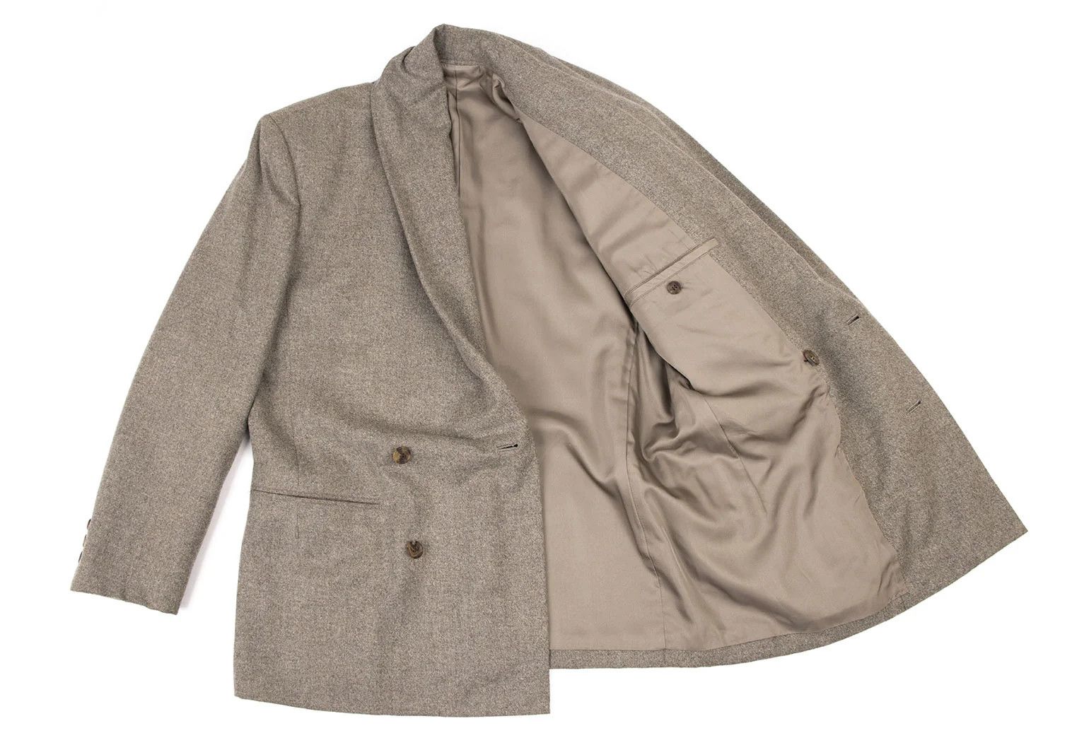 Issey Miyake Wool Nylon Shoulder Double Jacket in Beige M Size US M / EU 48-50 / 2 - 10 Thumbnail