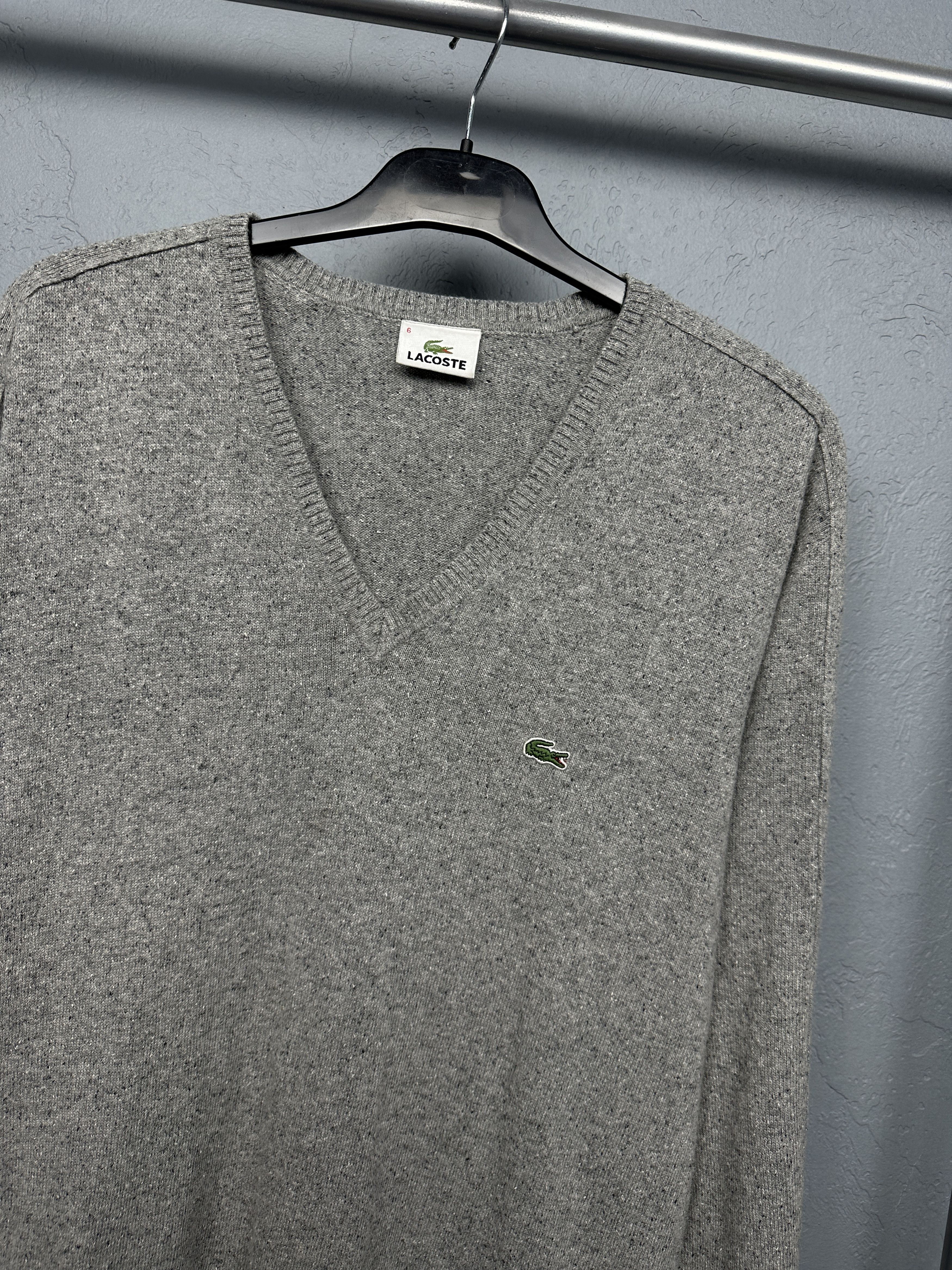 Lacoste Lacoste Mens V-Neck Wool Sweater Size US XL / EU 56 / 4 - 2 Thumbnail