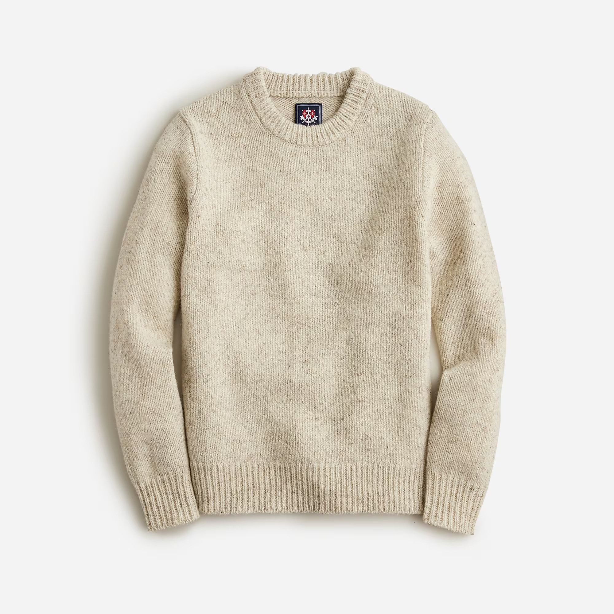 image of J Crew x Wallace Barnes J. Crew Wallace & Barnes Wool Crewneck Sweater Oatmeal in Beige (Size XL)