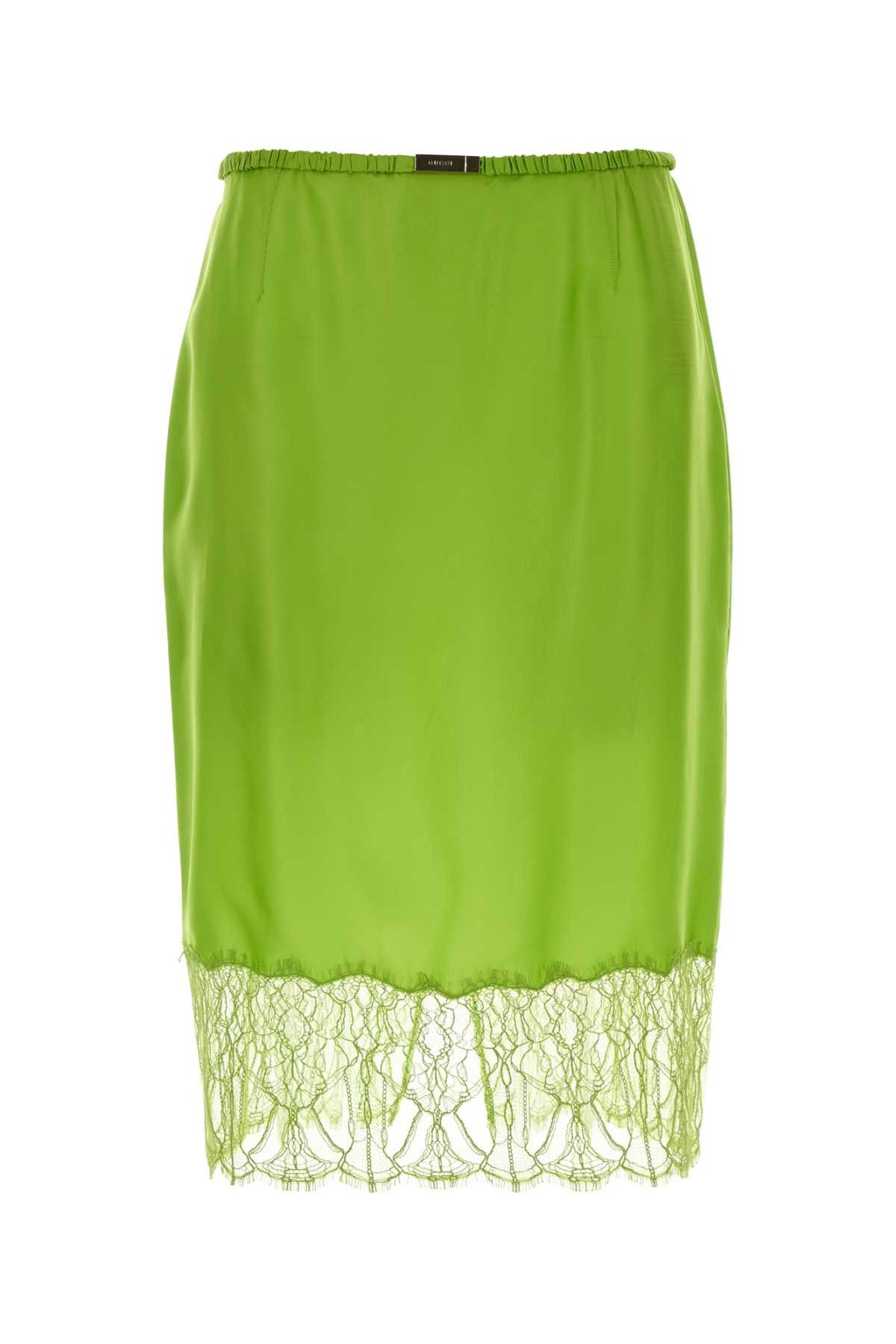 Gucci Fluo Green Satin Skirt Size 30" / US 8 / IT 44 - 1 Thumbnail