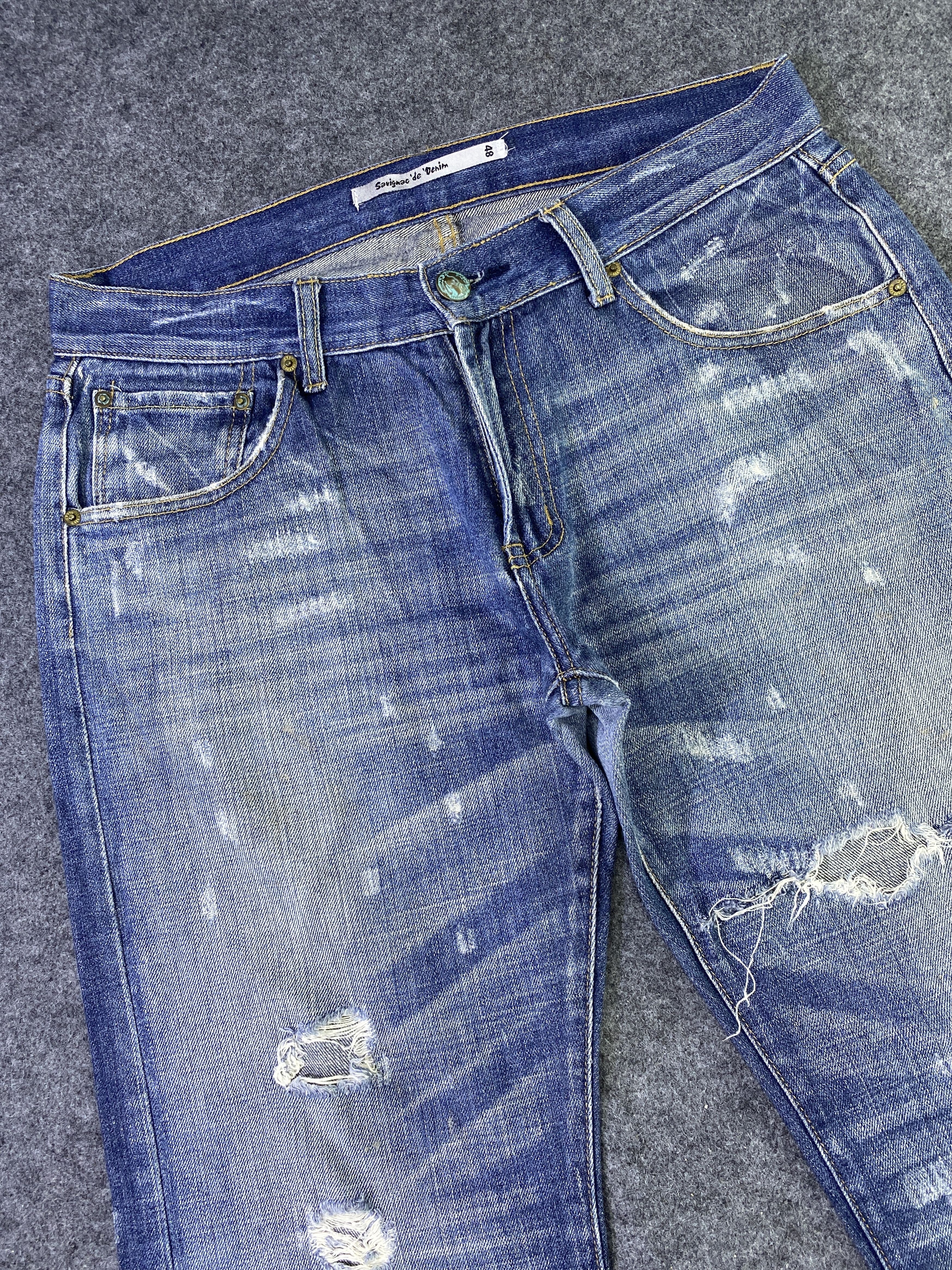 Japanese Brand Savignac 'de Denim Distressed Blue Wash Jeans - J956 Size US 34 / EU 50 - 6 Thumbnail