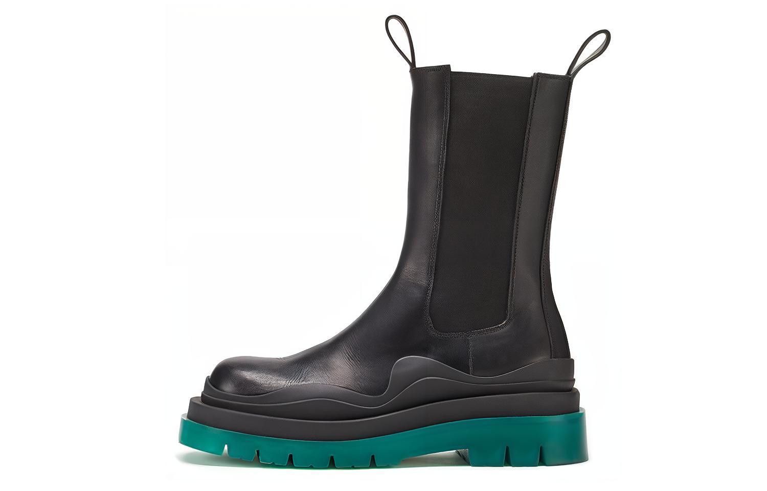 Bottega Veneta o1n1vont1224 Tire Chelsea Boots in Black/Green Size US 10 / IT 40 - 2 Thumbnail