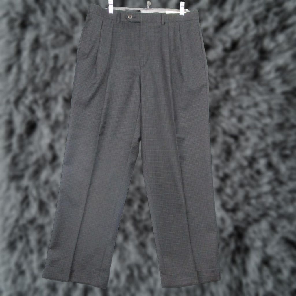 Ralph Lauren Lauren Ralph Lauren Pants Mens 34x30 Black Plaid 100% Wool Pleated Dress Cuffed Pants Mens Size US 34 / EU 50 - 1 Thumbnail