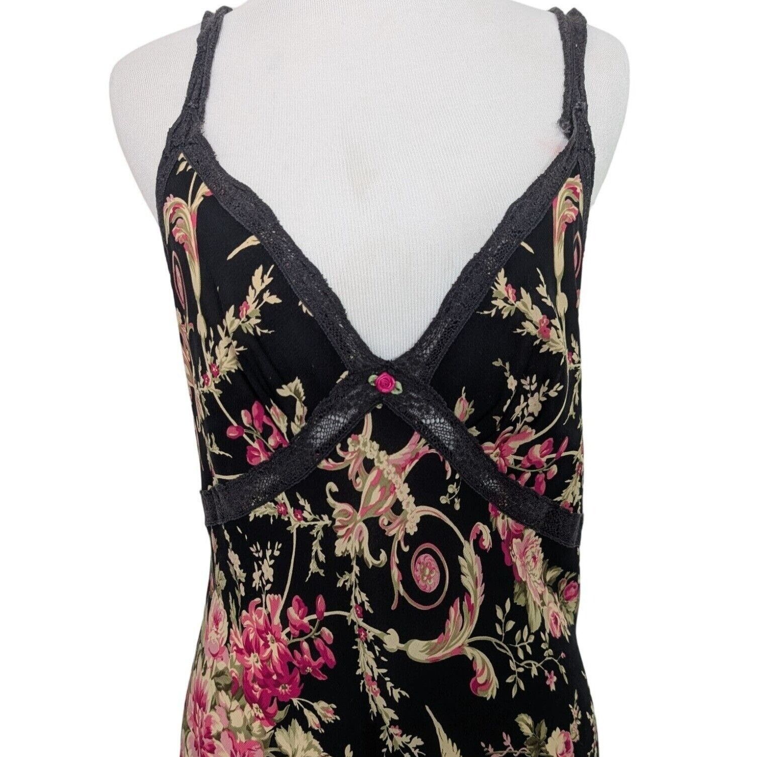 Oscar De La Renta Vintage Oscar De La Renta Nightgown Womens Small Black Flora Size S / US 4 / IT 40 - 2 Thumbnail