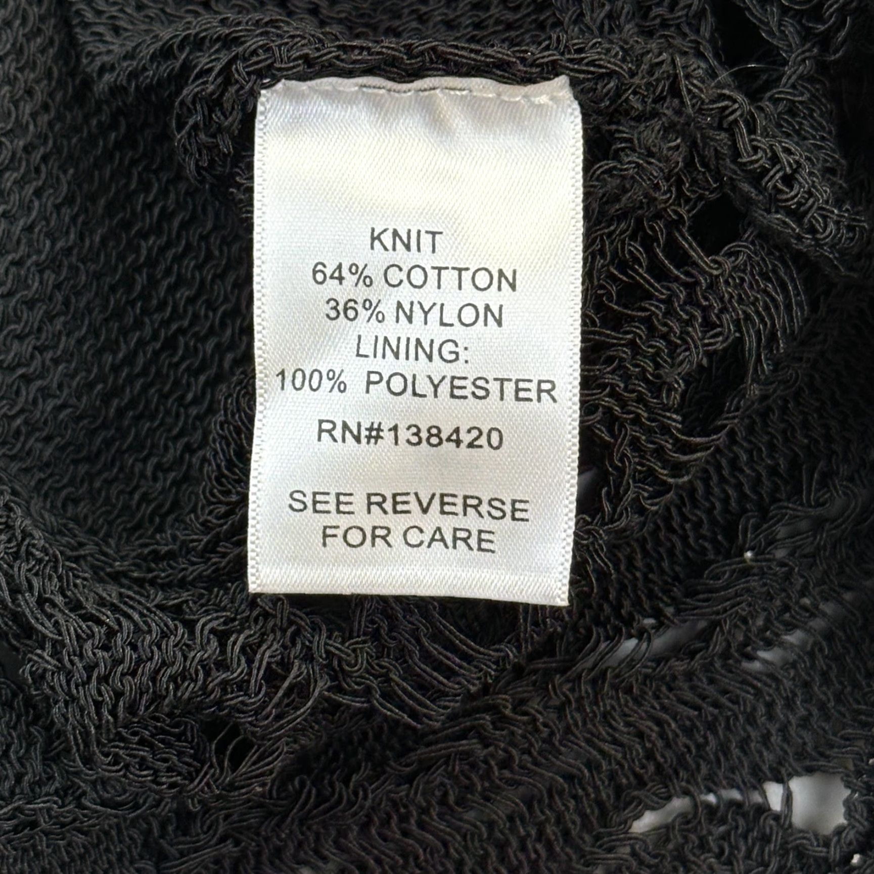 Vintage Etcetera Sweater Women XL Black Knit Short Sleeve Crew Neck Pullover Top Scalloped Hem Size XL / US 12-14 / IT 48-50 - 3 Thumbnail