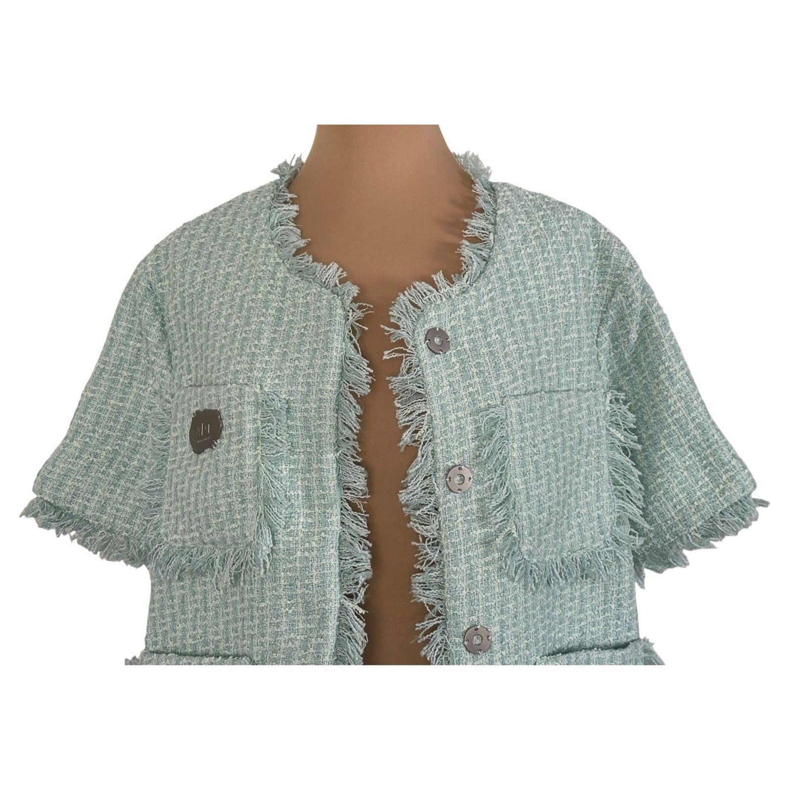 Other RIXO STREET Mint Tweed Wool Fringe Designer Blazer Jacket M Size M / US 6-8 / IT 42-44 - 4 Thumbnail