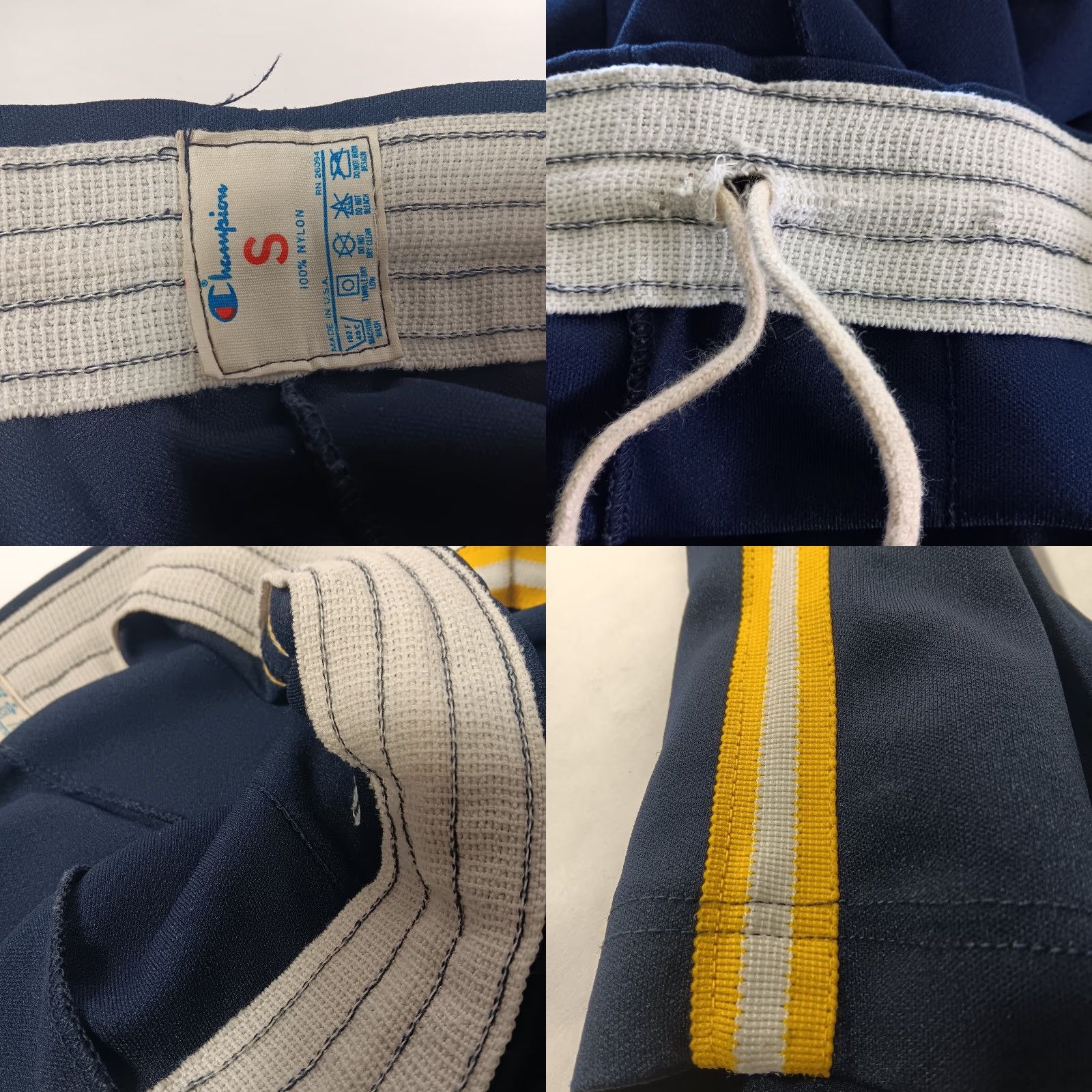 Champion VINTAGE Champion Pants S Nylon Stretch Knit Blue Yellow Side Stripe Zip Track Athletic Size US 29 - 8 Thumbnail