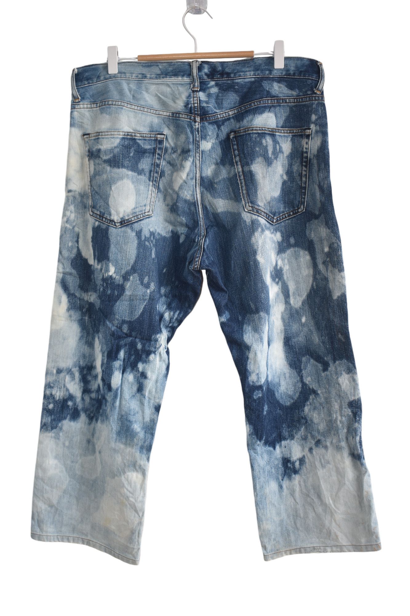If Six Was Nine × Japanese Brand Wide Leg 🔥 Japanese Bleach Jeans W36 Size US 36 / EU 52 - 2 Thumbnail