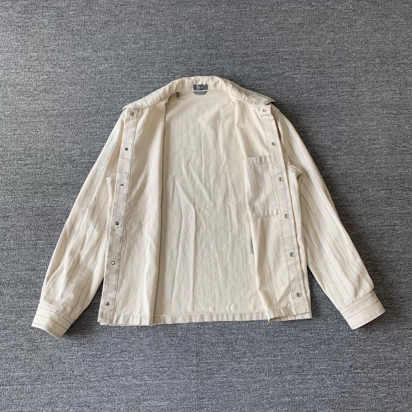 Dior Dior x HYLTON NEL 25 New Cream Stripe Logo Denim JKT 46 Size US S / EU 44-46 / 1 - 8 Thumbnail