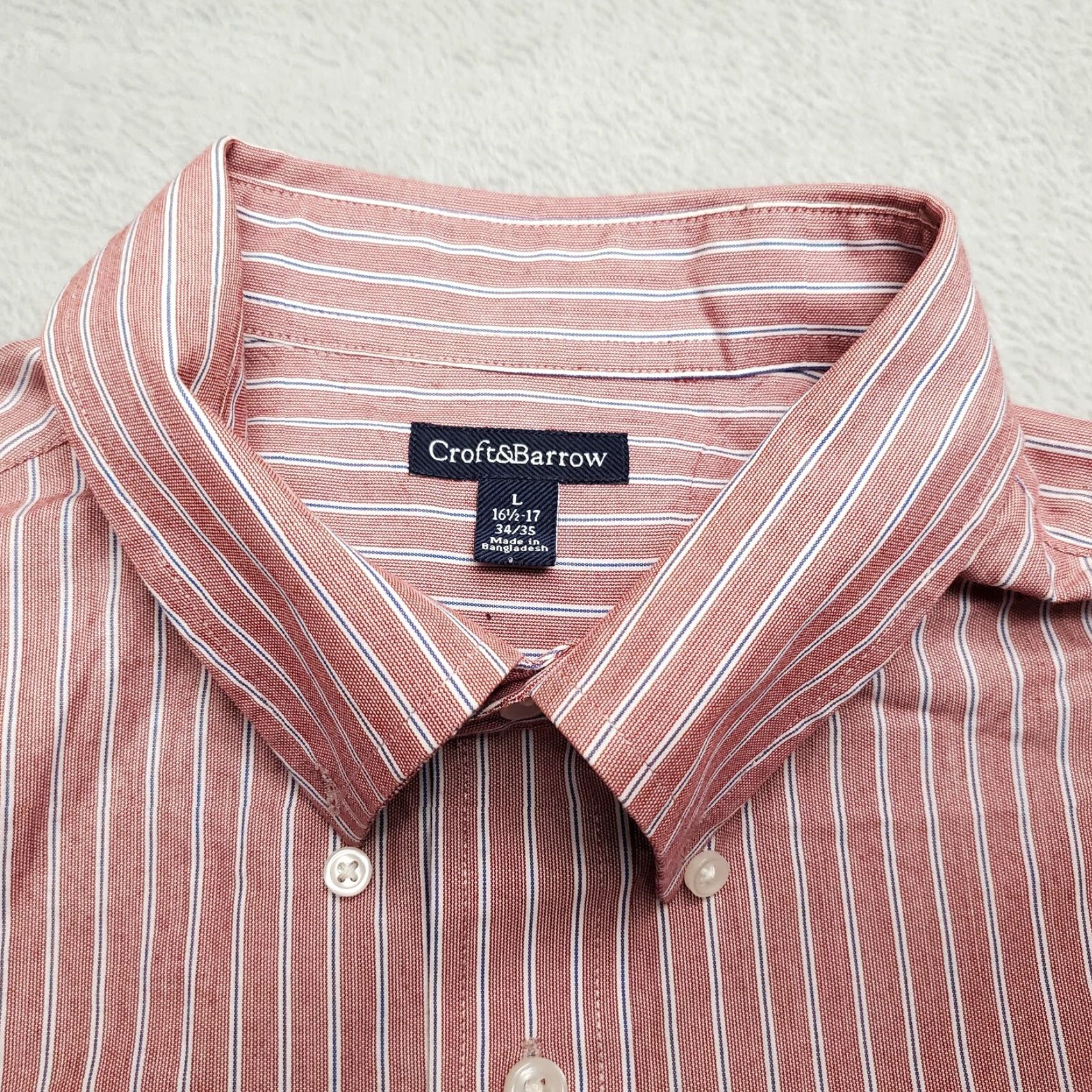 Croft & Barrow VINTAGE Croft & Barrow Shirt Men L Red Stripe Button Long Sleeve Cotton Blend Casual Size US L / EU 52-54 / 3 - 4 Thumbnail