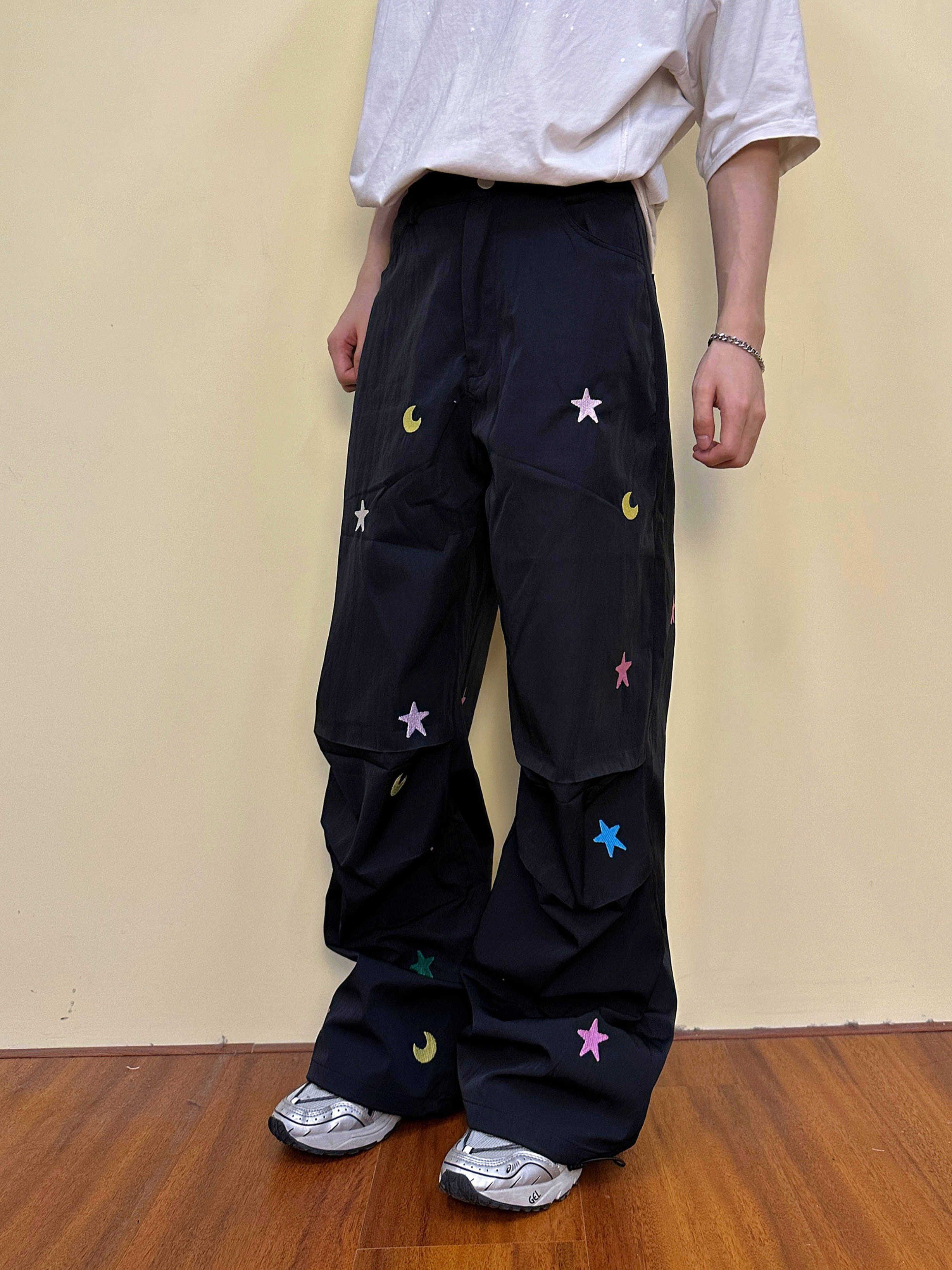 image of Stars Patchwork Pants in Dark Blue, Men's (Size 32)