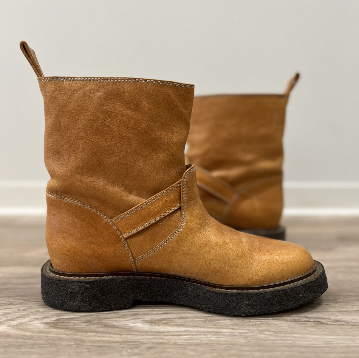Maison Margiela Maison Martin Margiela Leather Biker Ankle Light Brown Boots Size US 9.5 / IT 39.5 - 7 Thumbnail