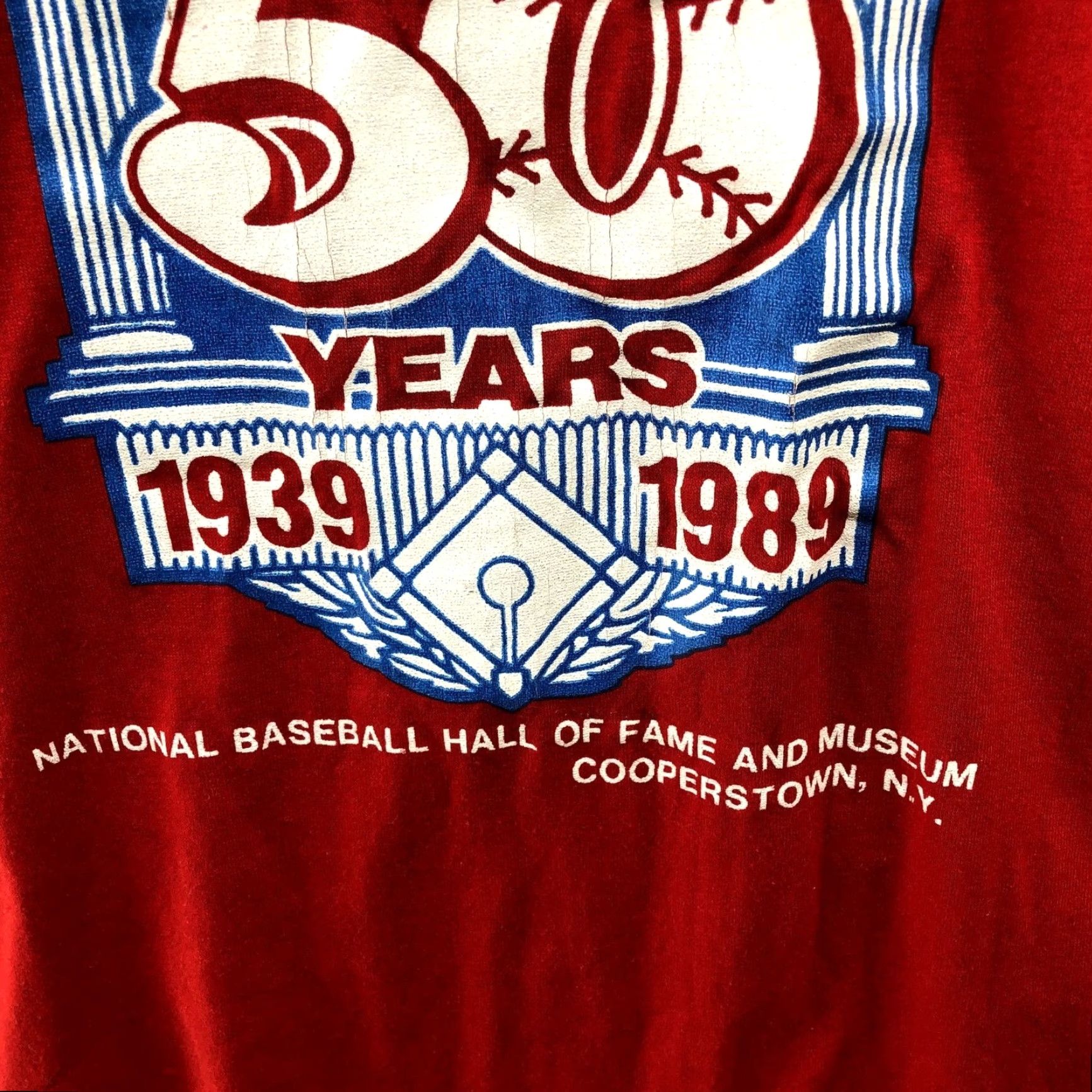 Vintage VINTAGE Rawlings Hall of Fame National Baseball T Shirt Mens L Red 50/50 Short Sleeve Crew Neck Size US L / EU 52-54 / 3 - 4 Thumbnail