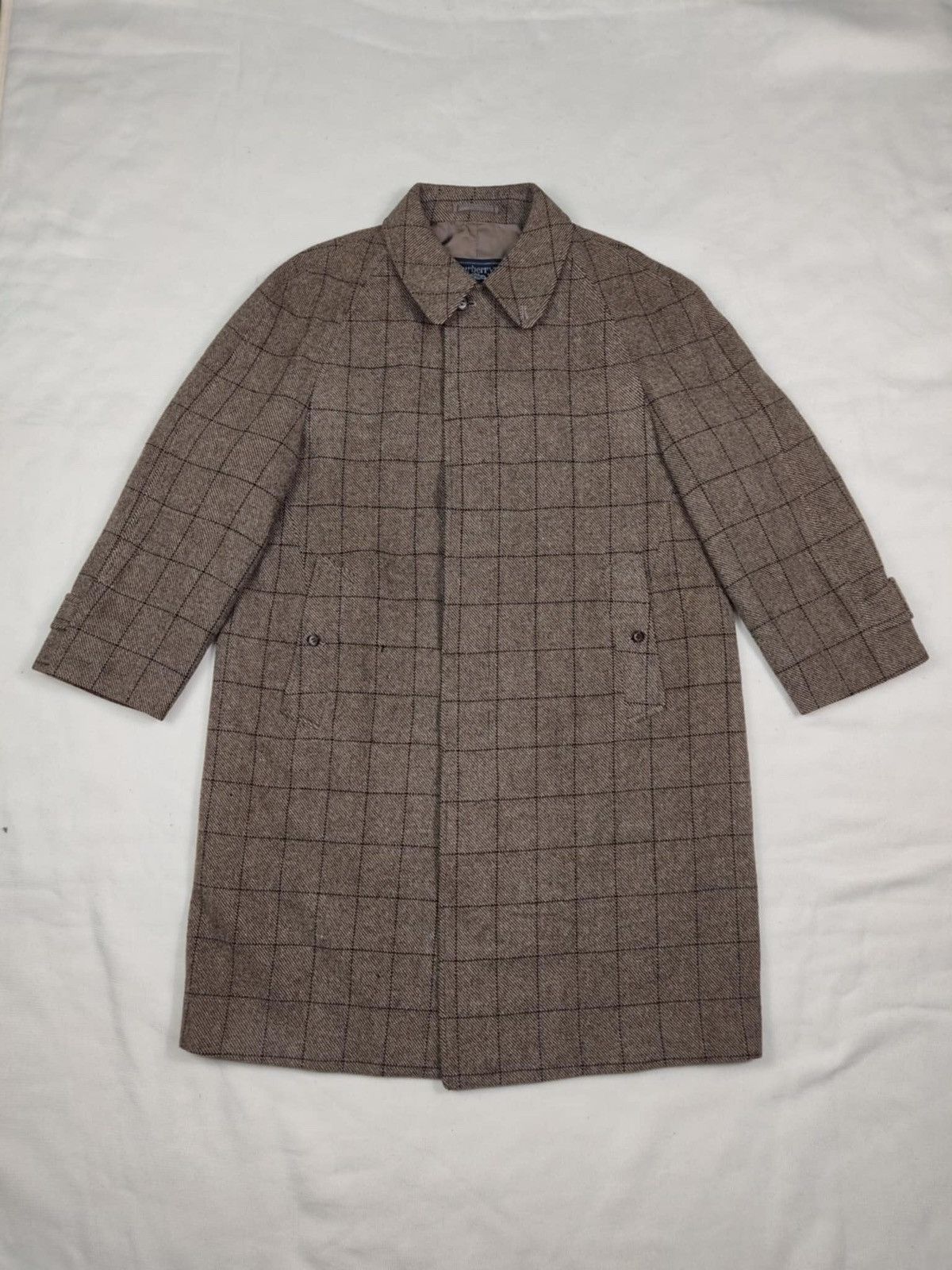Burberry Vintage 80s BURBERRYS Nova Check Wool Trench Coat Size US XL / EU 56 / 4 - 1 Thumbnail