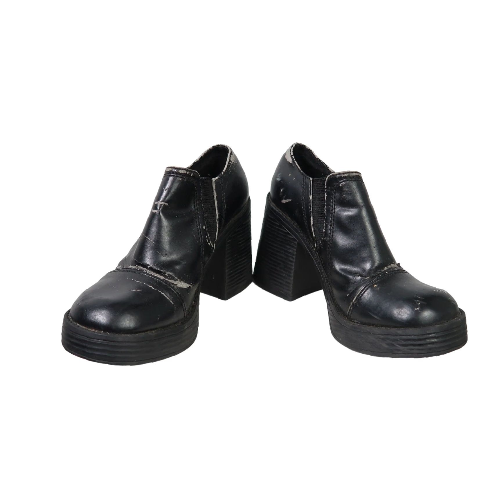 Vintage VINTAGE Soda Black Faux Leather Platform Heeled Ankle Boots 5.5 Womens 90s Size US 6 / IT 36 - 3 Thumbnail