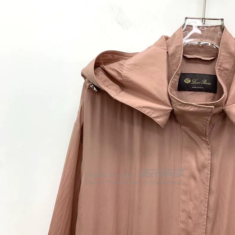 Loro Piana Loro Piana Pink Mulberry Silk Hooded Long Sleeve Trench Co Size S / US 4 / IT 40 - 3 Thumbnail