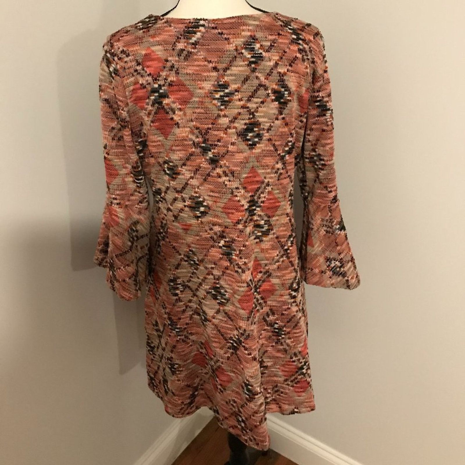 Anthropologie Anthropologie MAEVE Plaid Argyle Erina Knit Swing Dress LP Size L / US 10 / IT 46 - 3 Thumbnail