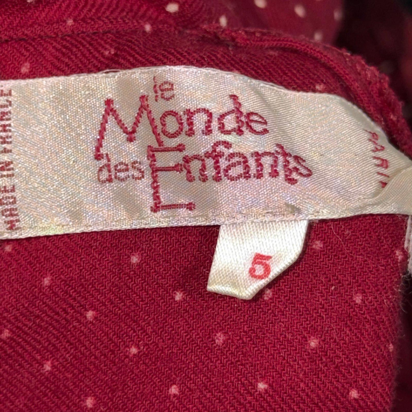 Other Vintage Le Monde des Enfants Burgundy Polka Dot Dress Size 5 Size ONE SIZE - 6 Thumbnail