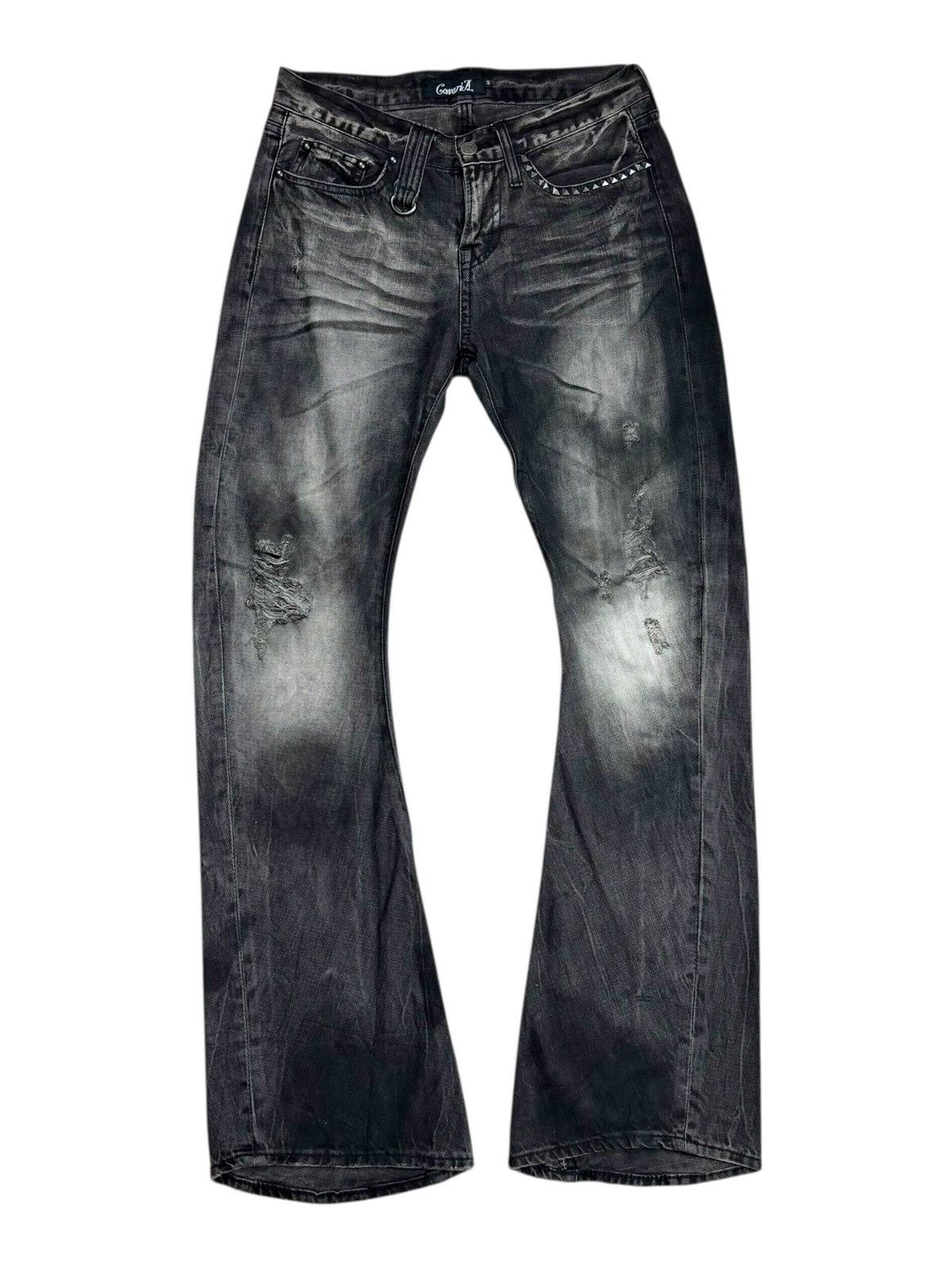 Yasuyuki Ishii 2000s Cavaria - Waxed Clawmark Denim Pants Size US 29 - 1 Thumbnail