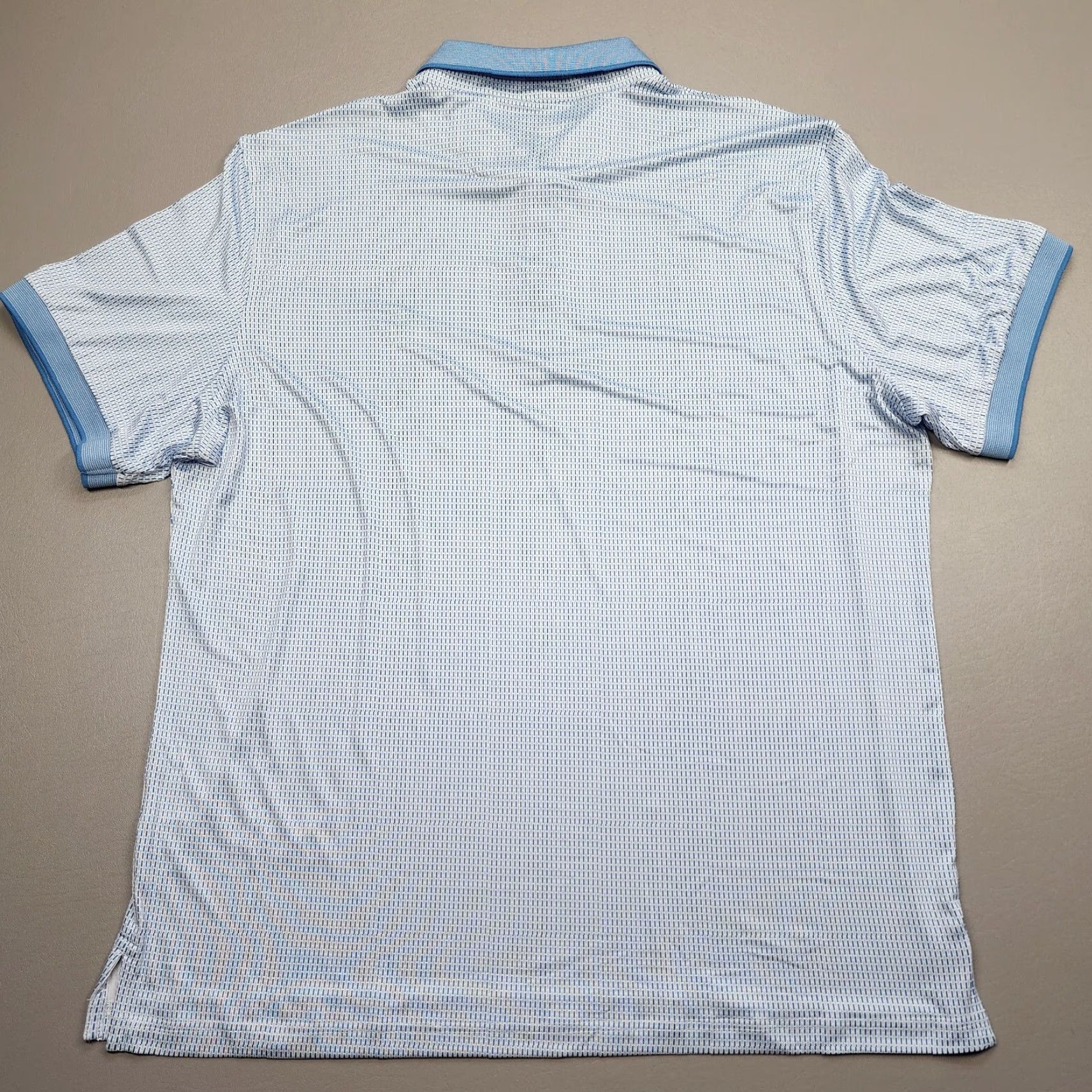 Tailorbyrd TAILORBYRD Golf Polo Blue Dashes Ribbed Collar Performance S/S Shirt Men XL Camouflage Pattern Short Sleeve Size US XL / EU 56 / 4 - 8 Thumbnail