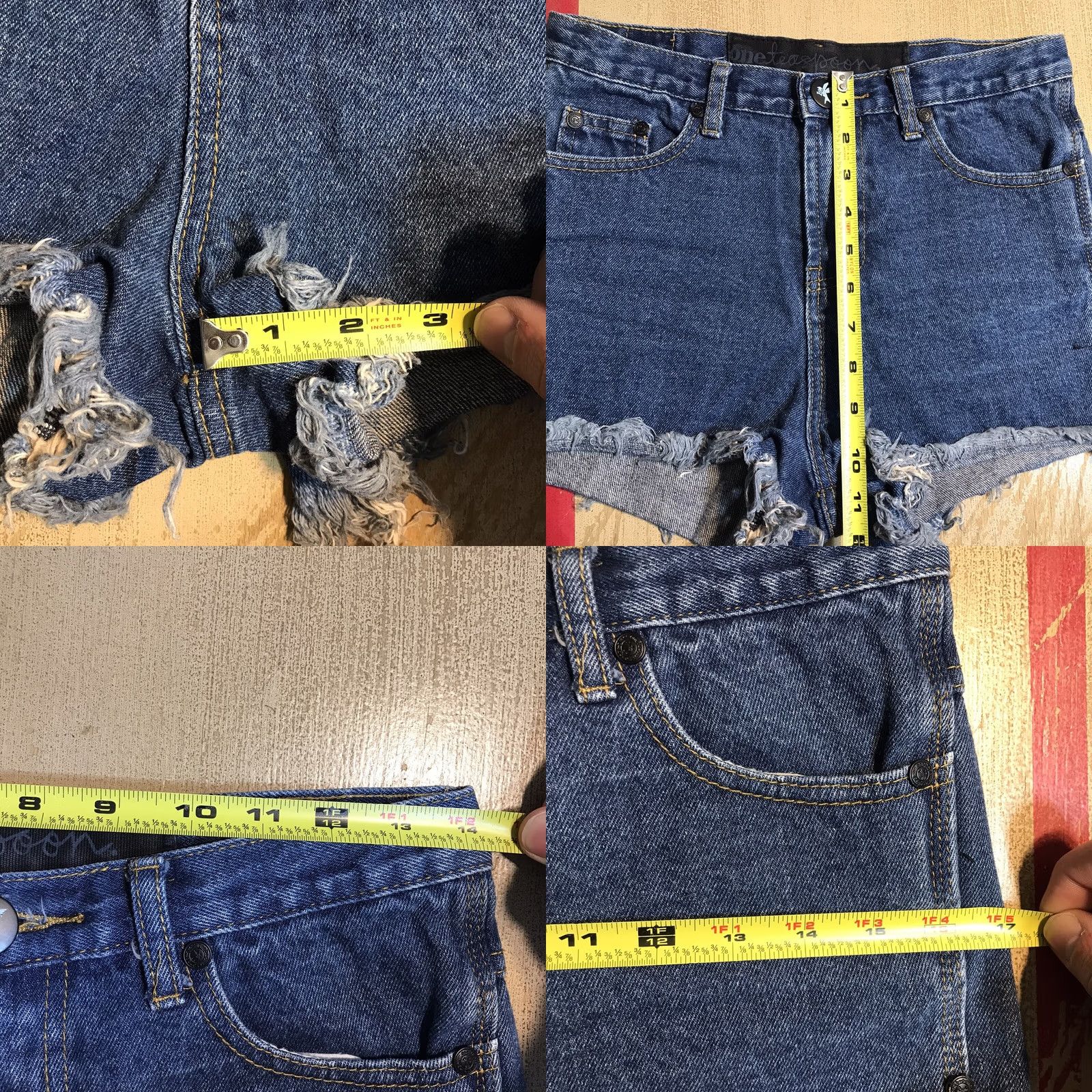 Vintage ONE x OneTeaspoon Jeans Shorts High Waisted Cut Off Raw Hem Womens 25 Blue Denim 5-Pocket Distressed Frayed Hem Casual Vintage? No Size 42" / US 20 - 8 Thumbnail