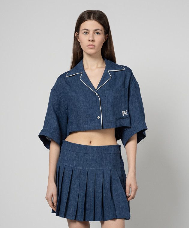 Palm Angels o1y1125 Linen Shirt in Blue Size M / US 6-8 / IT 42-44 - 2 Thumbnail