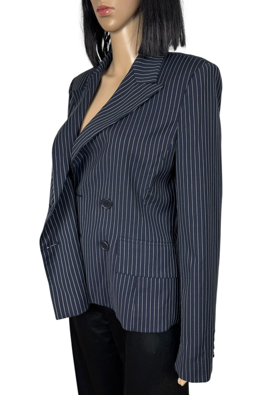 Marella Marella Virgin Wool Striped Blazer Double-Breasted size US10 Size L / US 10 / IT 46 - 8 Thumbnail