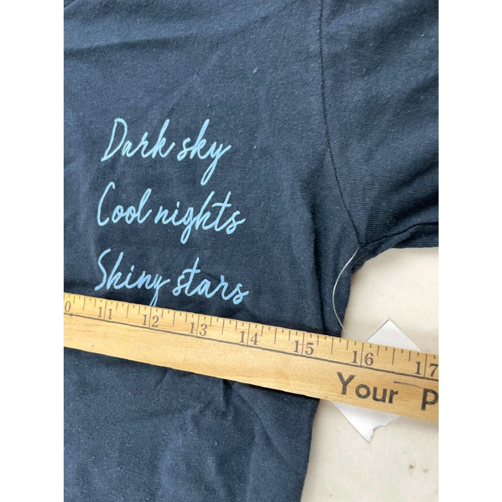 Vintage Cozy Rozy Crop Top Shirt Women's S Navy Blue Dark Sky Cool Nights Shiny Stars Stars Modern Cropped 100% Cotton Breathable Collarless Casual Size S / US 4 / IT 40 - 4 Thumbnail