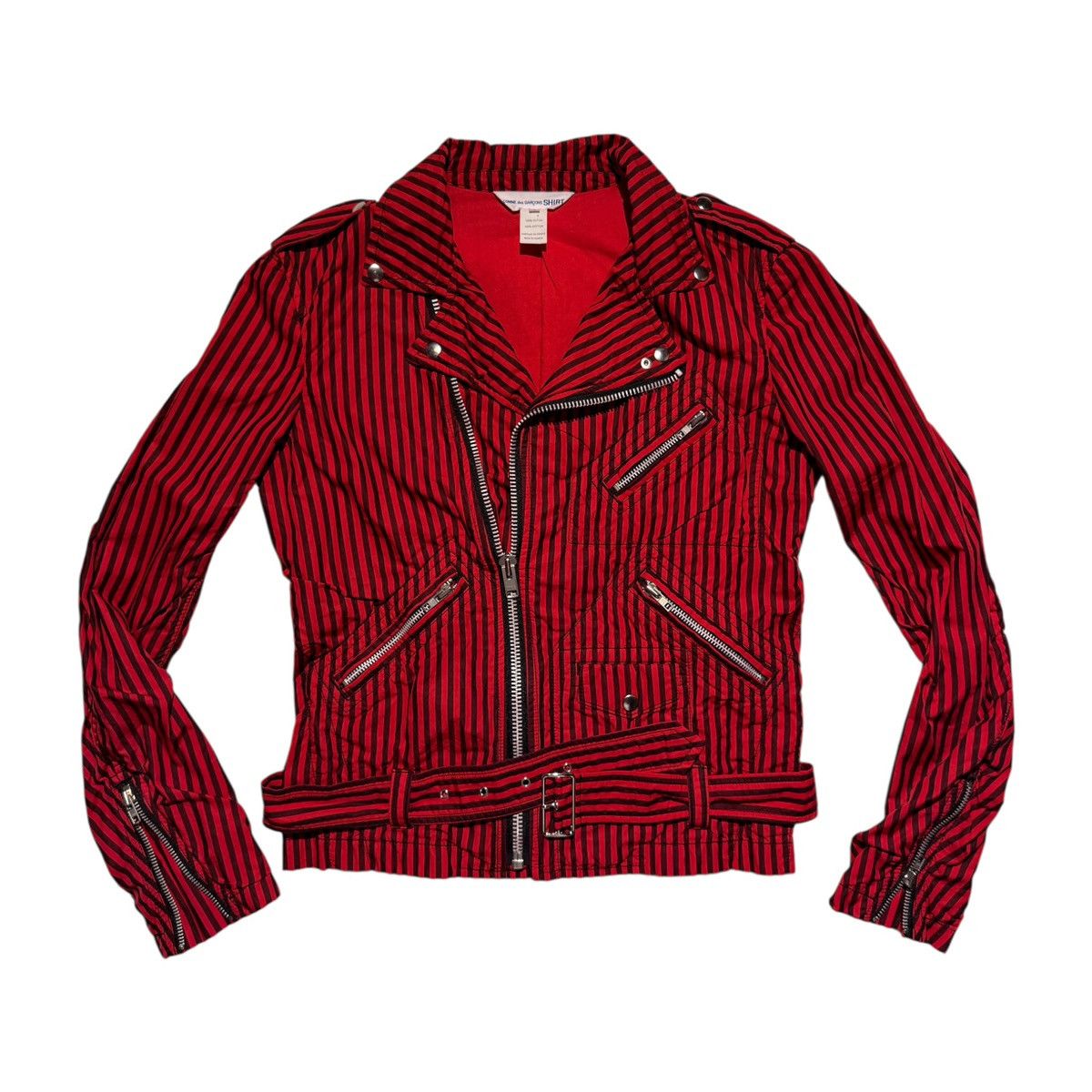 Comme des Garcons Lightweight striped Moto jacket Size US L / EU 52-54 / 3 - 1 Thumbnail