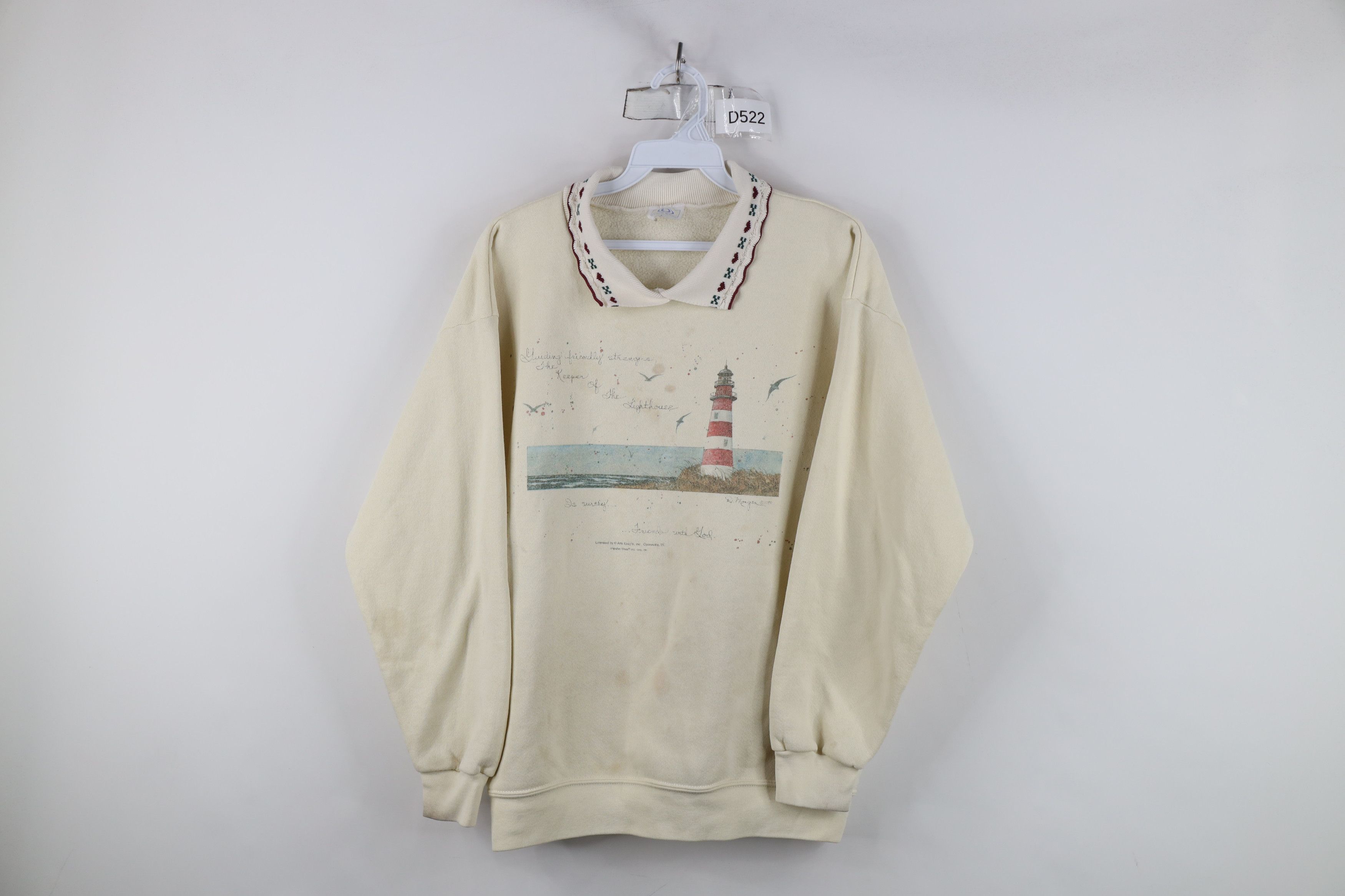 Vintage Vintage 90s Streetwear Lighthouse Collared Sweatshirt USA Size L / US 10 / IT 46 - 1 Thumbnail