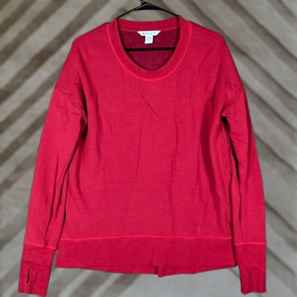 Athleta Athleta Sweatshirt Womens Red Striped Coaster Luxe Pull Over Stretch Small Size S / US 4 / IT 40 - 1 Thumbnail