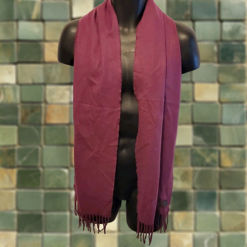 Vintage Cashmere Scarf - Purple Luxury Hand Tailored Mens Womens 12x73in Rectangle Size ONE SIZE - 1 Thumbnail