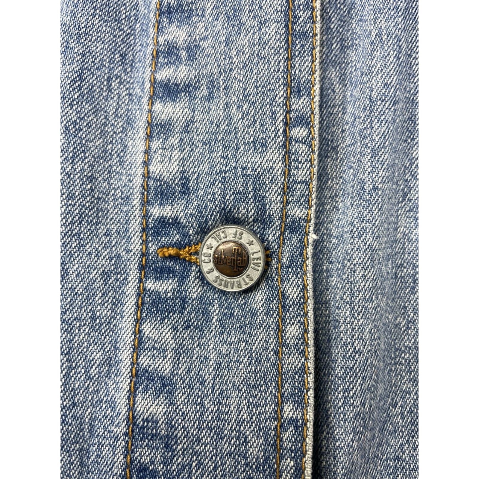 Levi's VINTAGE Levi's Womens Large Blue Denim Trucker Long Jacket Silver Tab Jeans Jacket Size 36" / US 14 / IT 50 - 5 Thumbnail