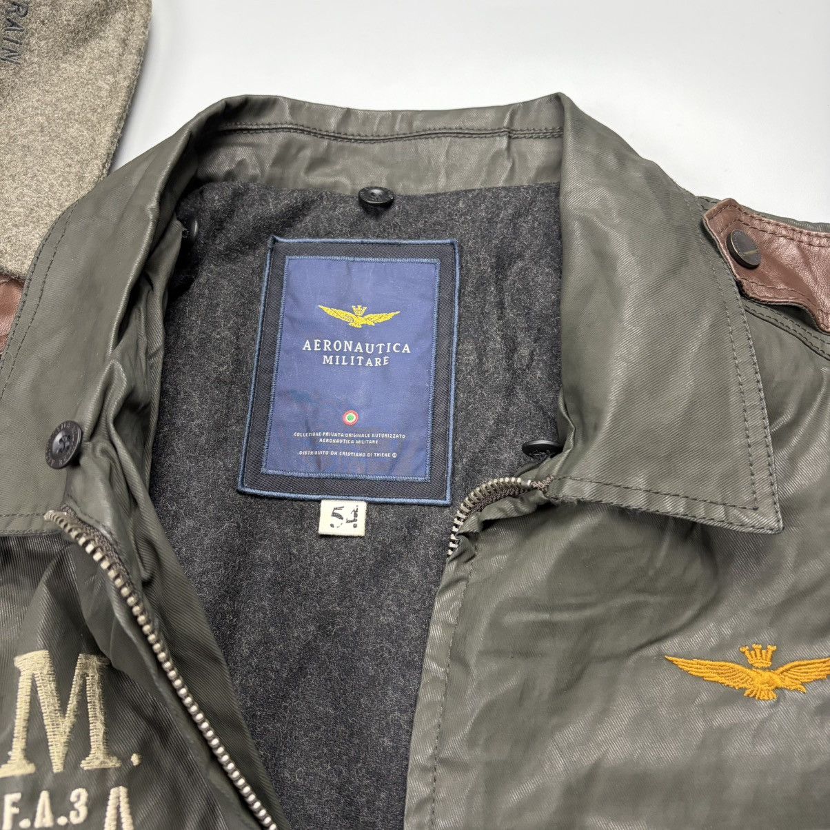 Aeronautica Militare Aeronautica Militare Aviator Waxed Leather Jacket Size US L / EU 52-54 / 3 - 5 Thumbnail